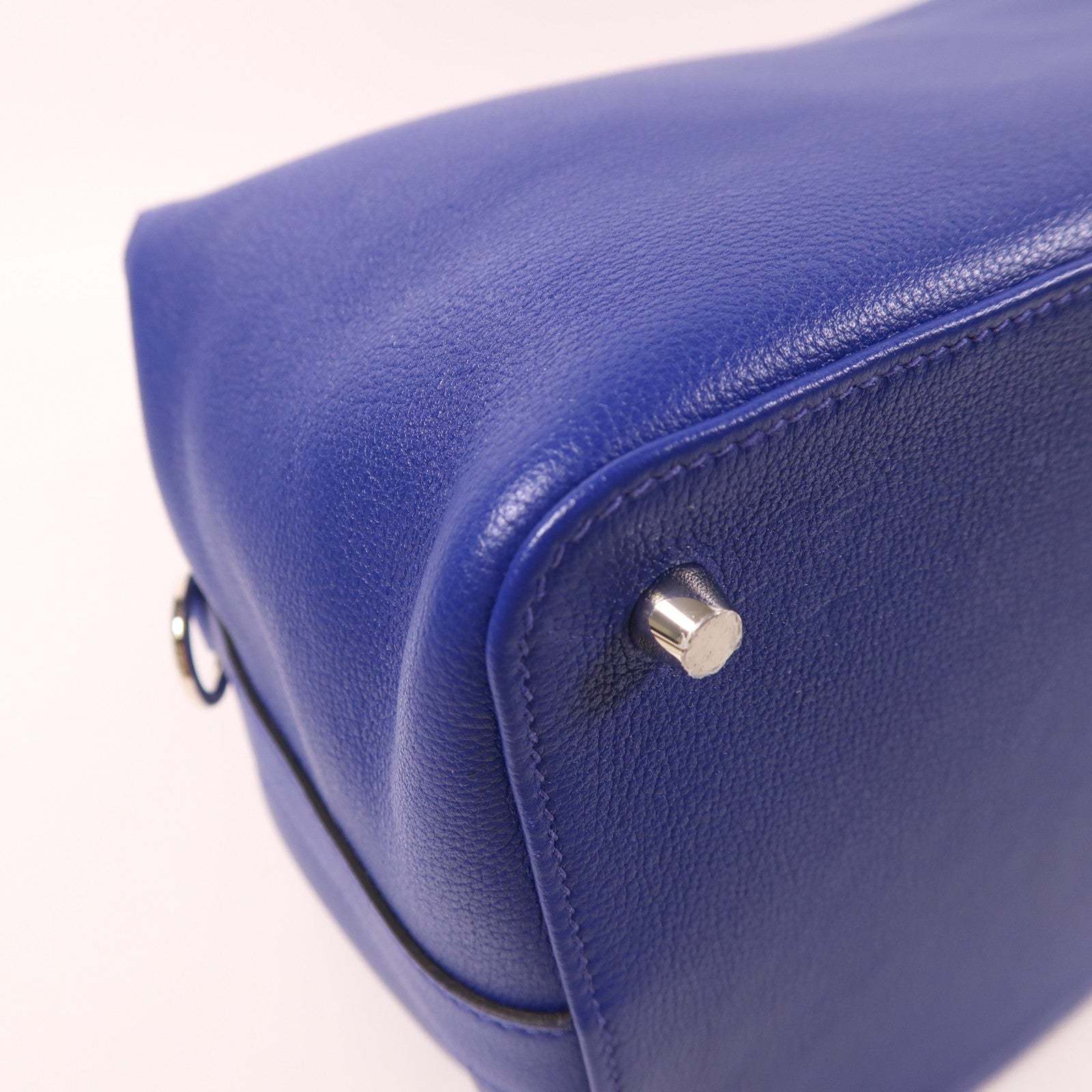 HERMES Evercolor皮革/Swift皮革Toolbox 26銀扣手挽肩背兩用袋Bleu Electrique