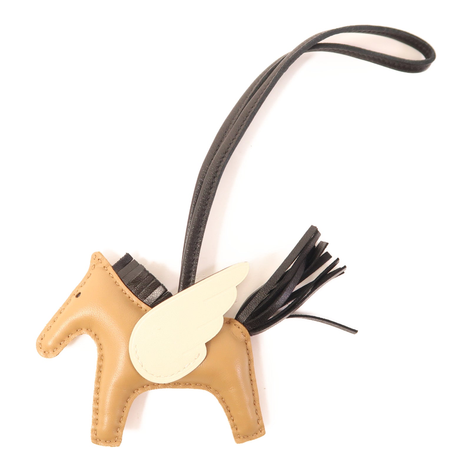 HERMES Milo/Swift皮革Rodeo PM掛飾Nata/Chai/Noir