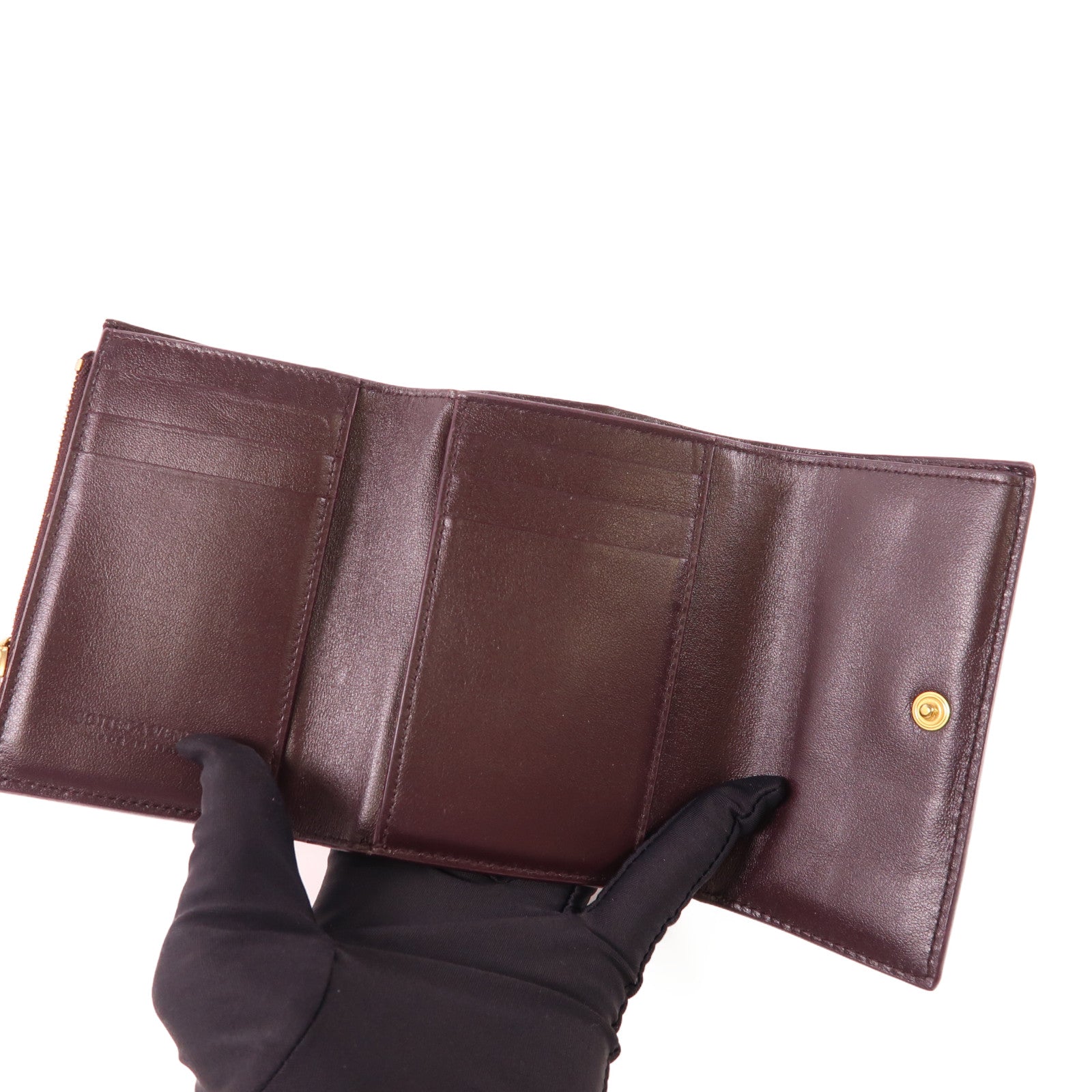 BOTTEGA VENETA 牛皮皮革Trifold Wallet金扣錢包