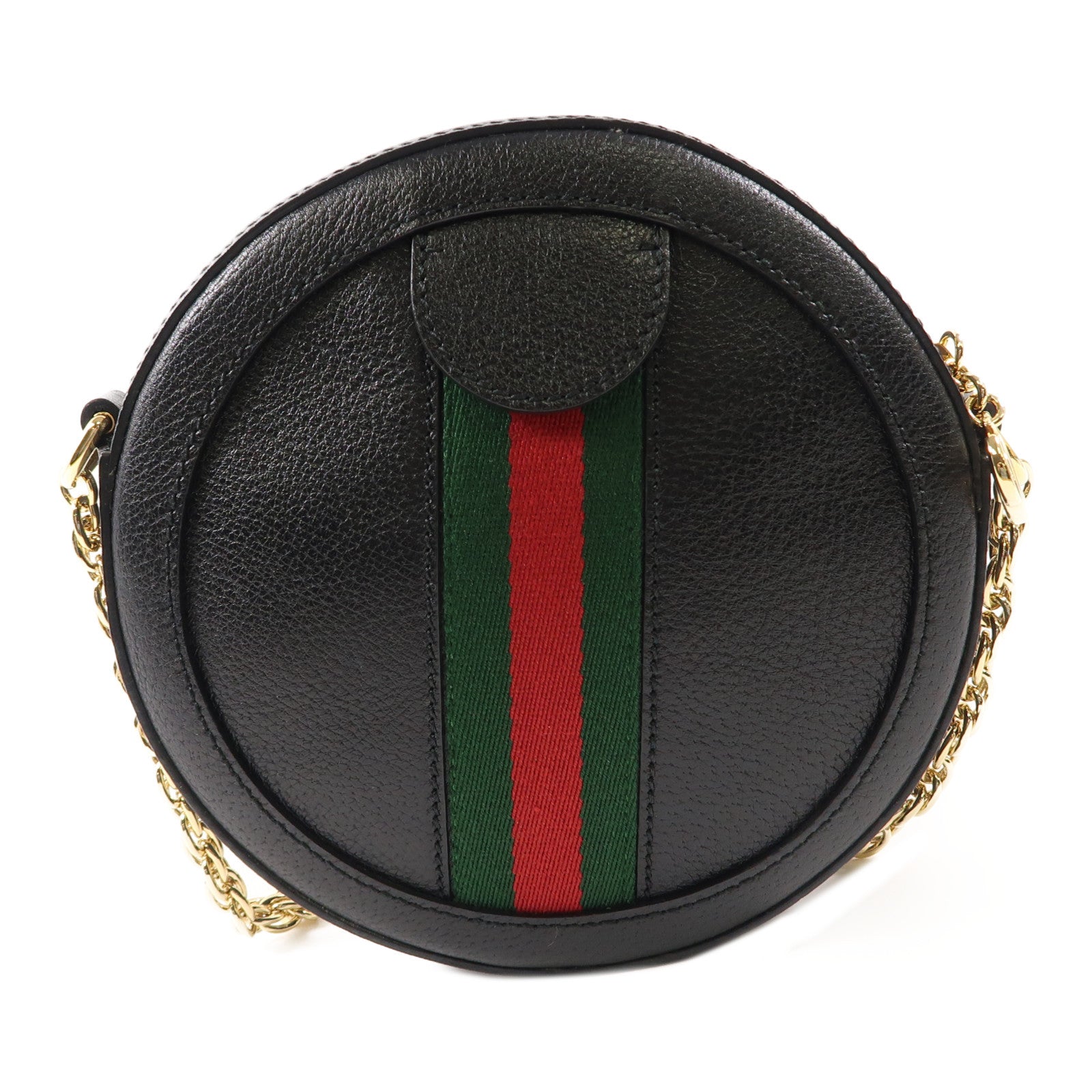 GUCCI 牛皮皮革Ophidia GG Mini Round Shoulder金扣鏈帶肩背袋黑色