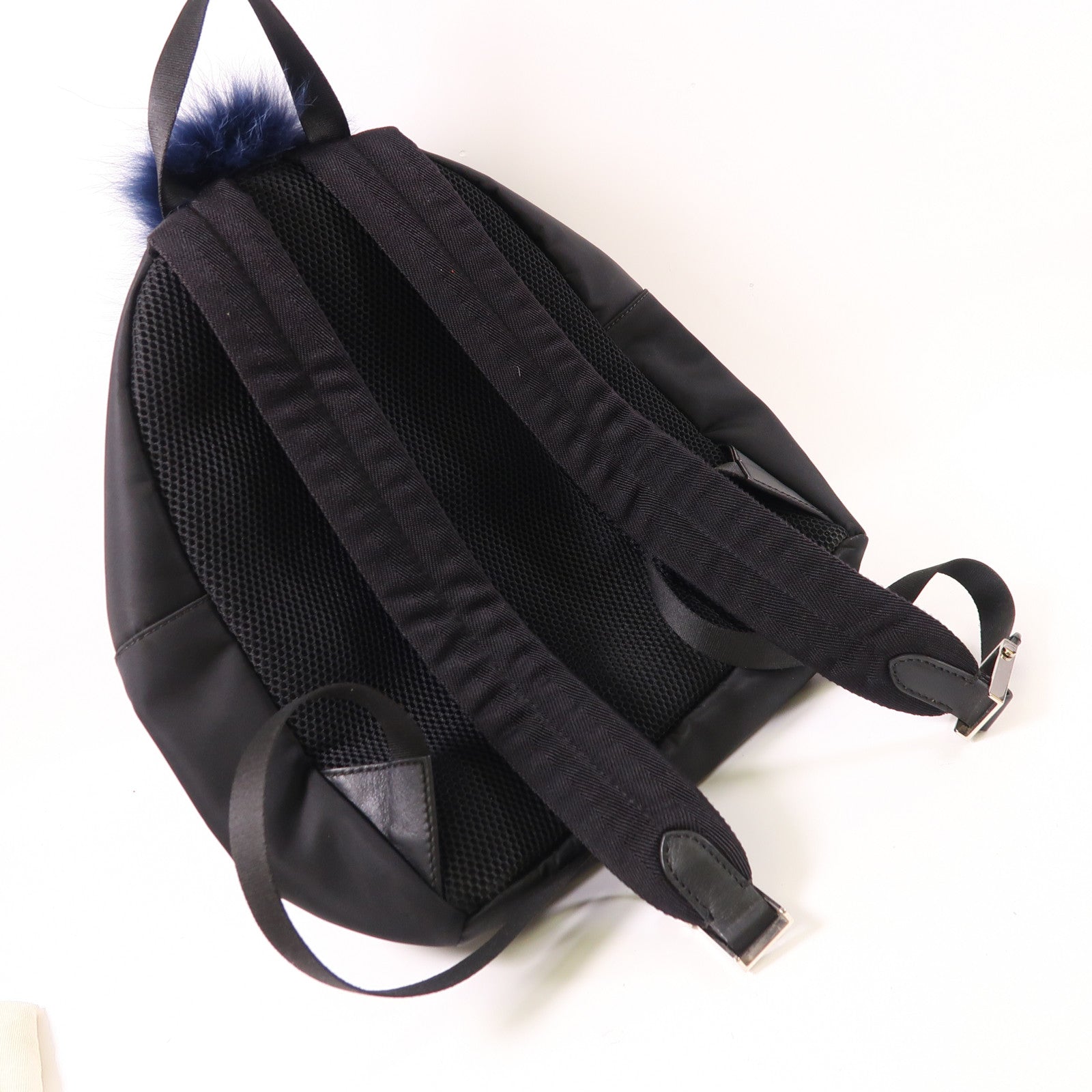 FENDI 尼龍/Fur Moster Backpack銀扣背包