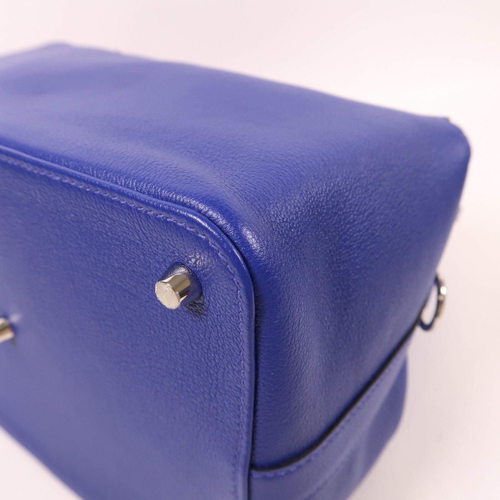 HERMES Evercolor皮革/Swift皮革Toolbox 26銀扣手挽肩背兩用袋Bleu Electrique