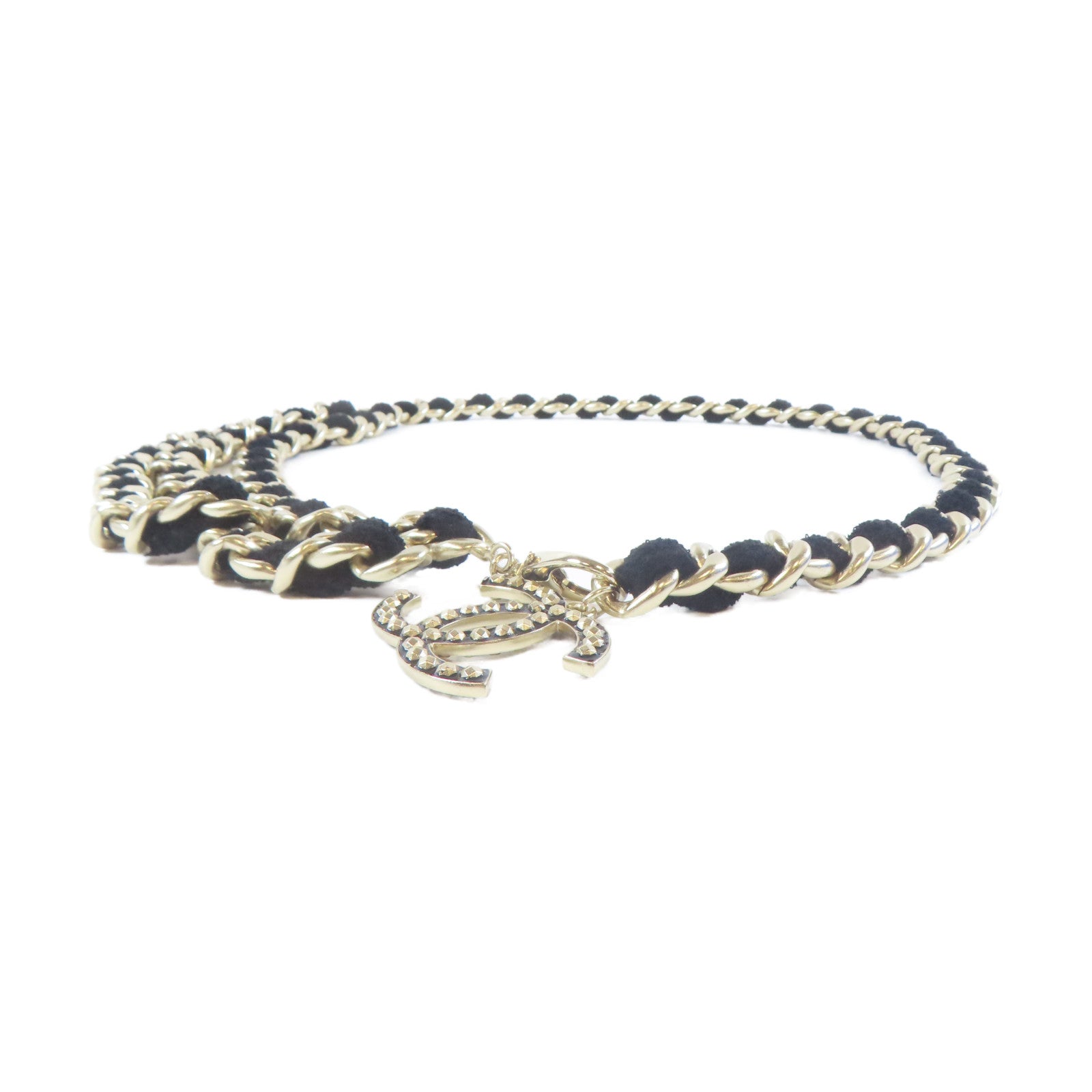 CHANEL 【激減優惠】金屬Chain Belt腰帶黑色/金色