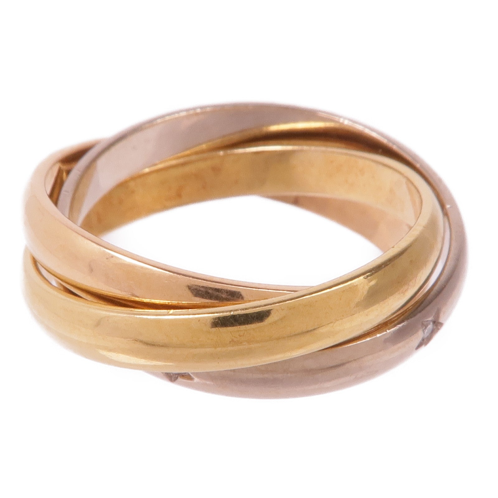 CARTIER 18K黃金/白金/玫瑰金Trinity Ring鑽石戒指Cartier#55/US#7.25