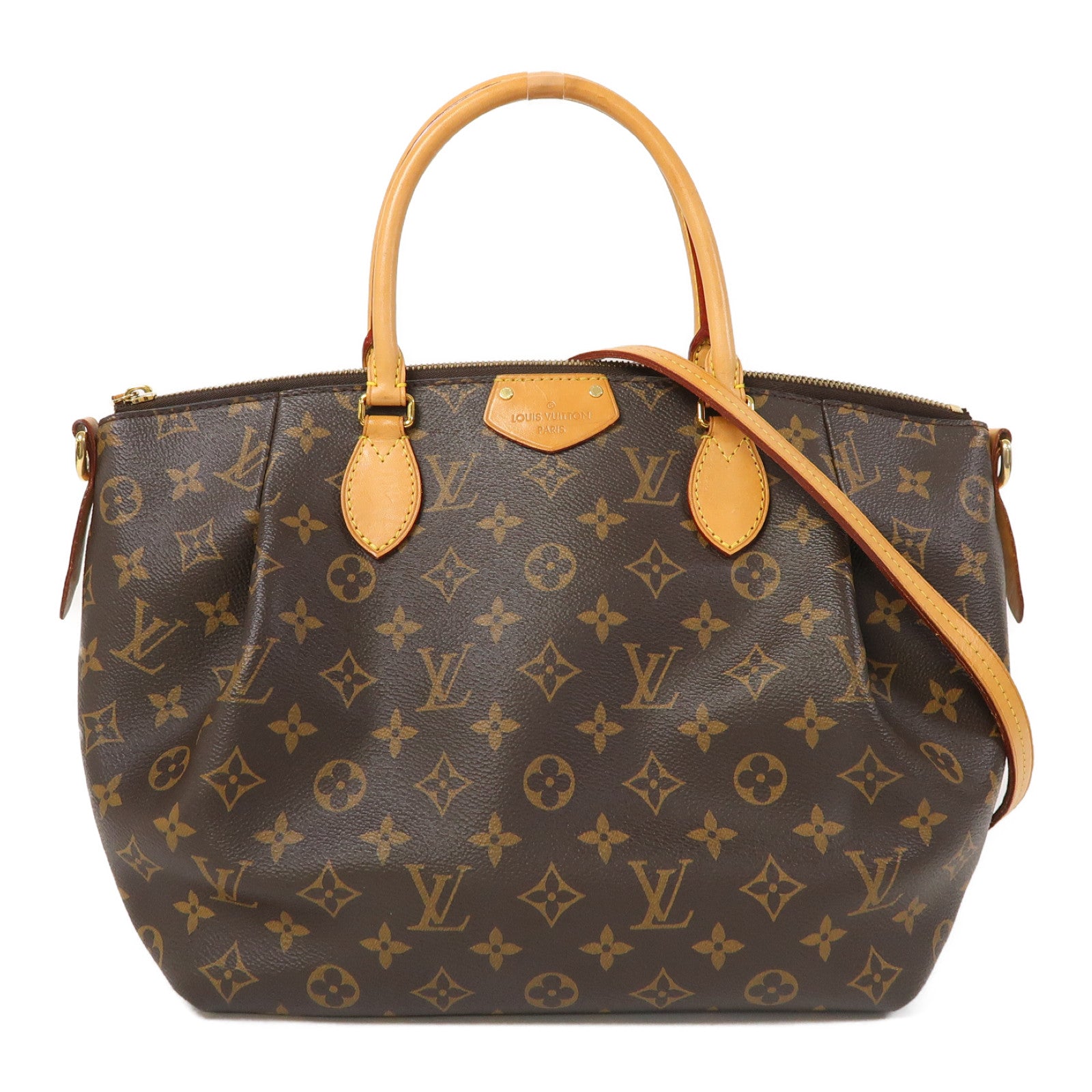 LOUIS VUITTON Monogram Turenne MM金扣手挽肩背兩用袋棕色