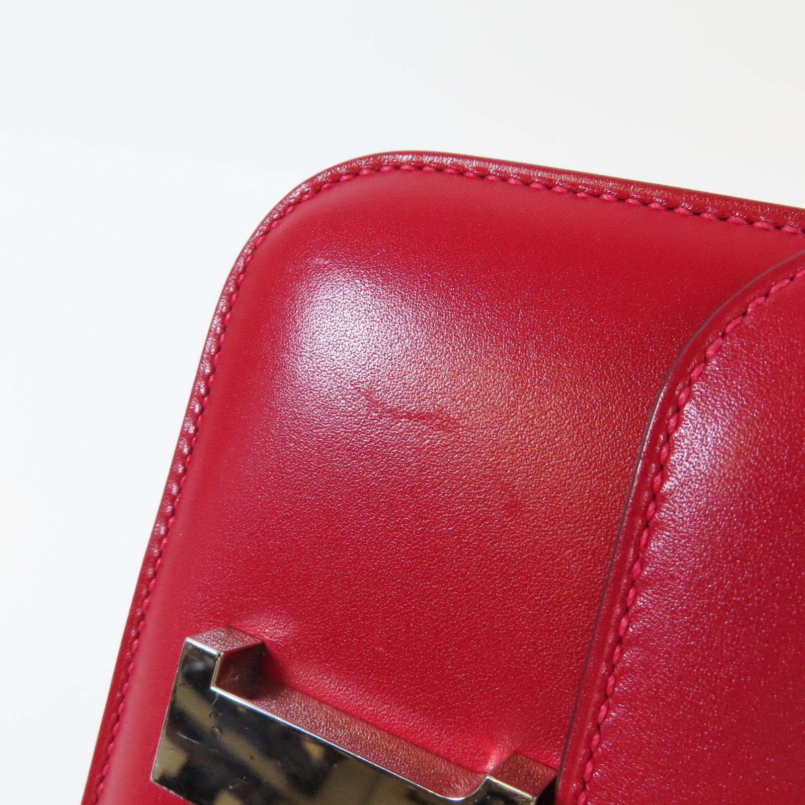HERMES 【激減優惠】Swift皮革Constance Mini銀扣肩背袋Rouge/紅色