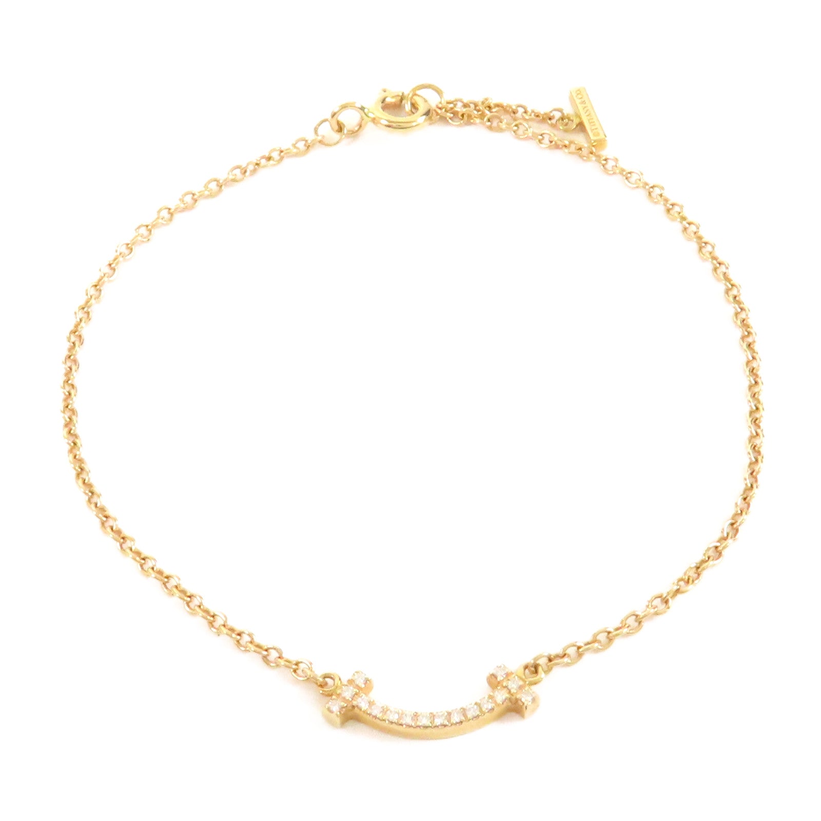 TIFFANY＆CO 【激減優惠】18K黃金T Smile Diamond Bracelet手鏈金色