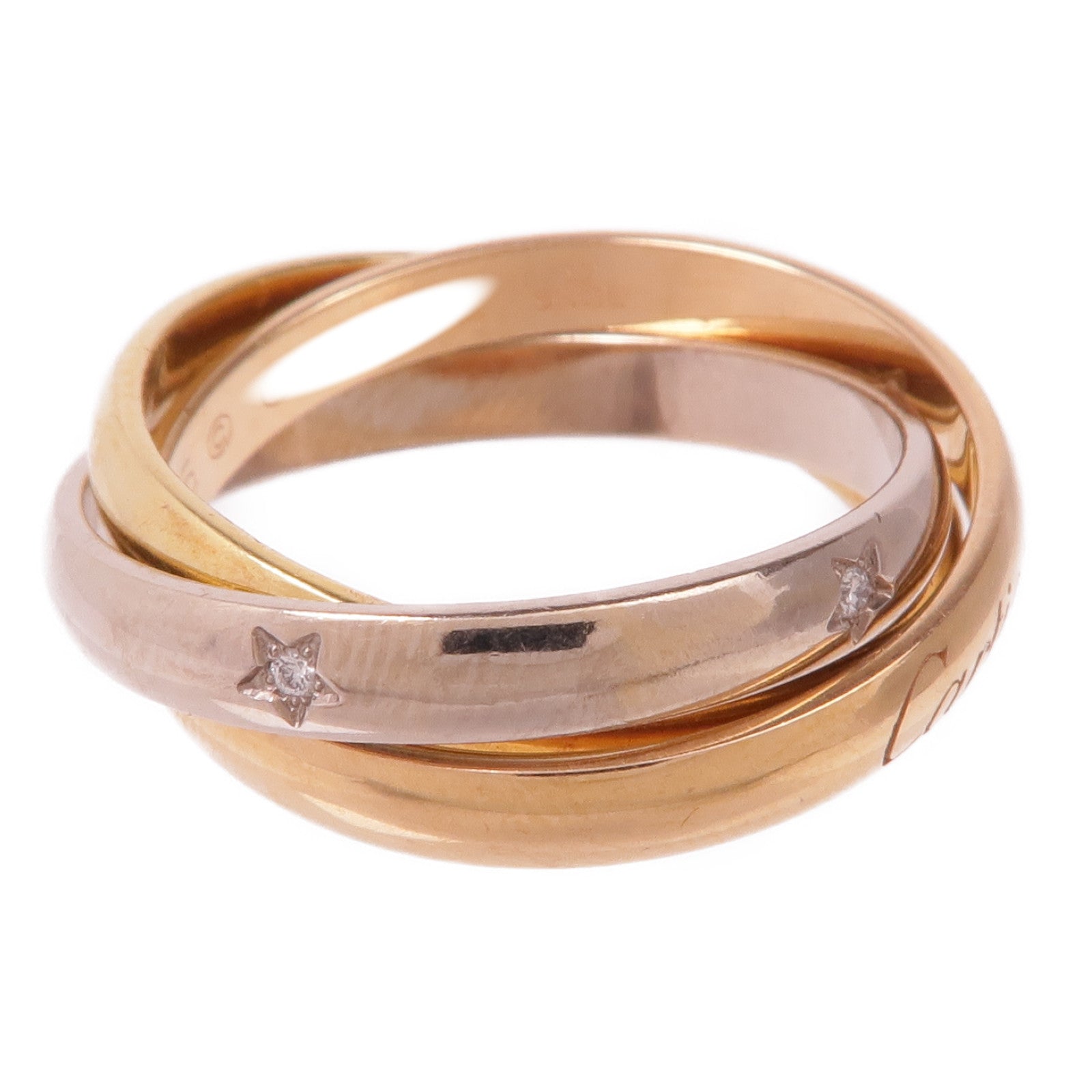 CARTIER 18K黃金/白金/玫瑰金Trinity Ring鑽石戒指Cartier#55/US#7.25