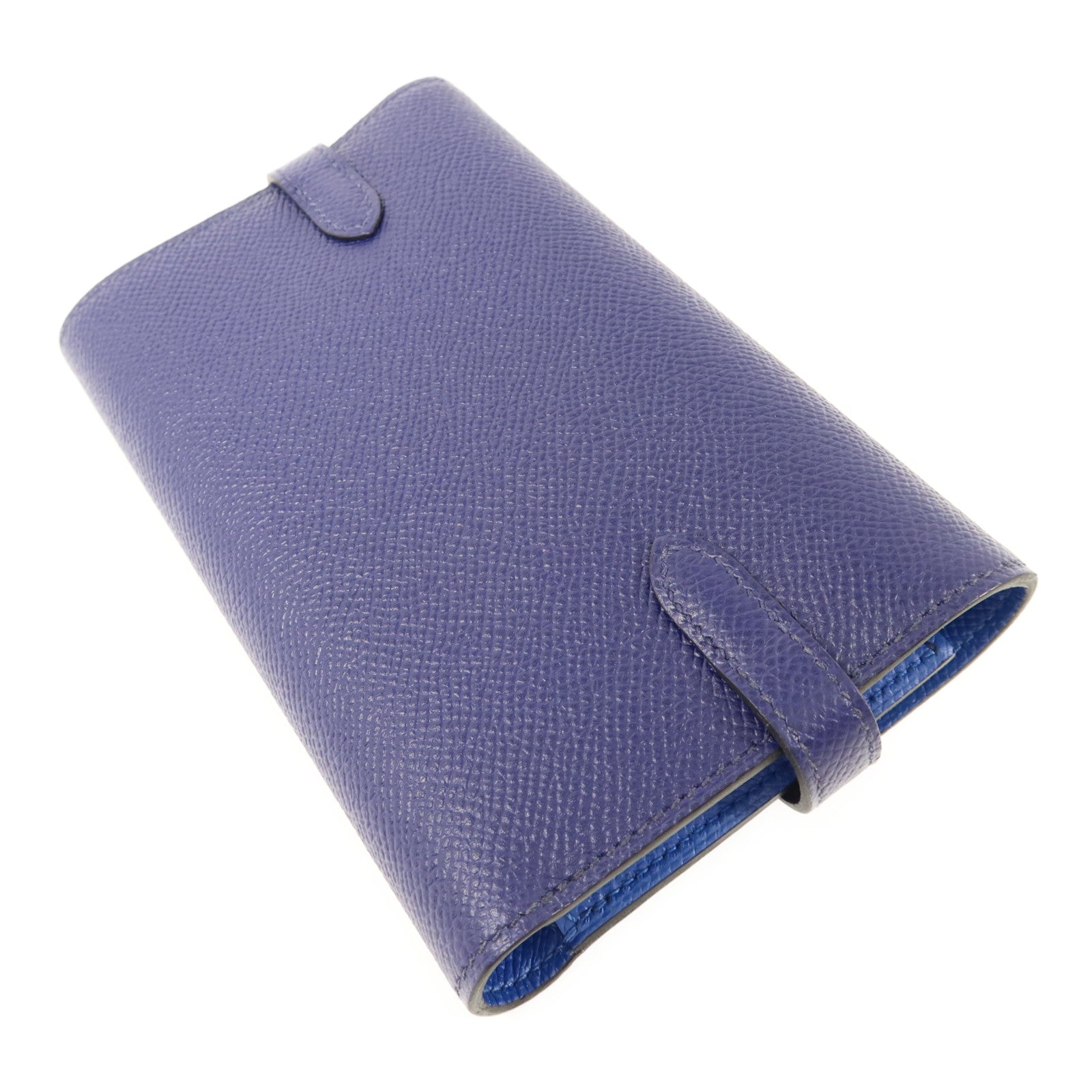 HERMES Epsom皮革Kelly Wallet銀扣錢包Bleu Encre