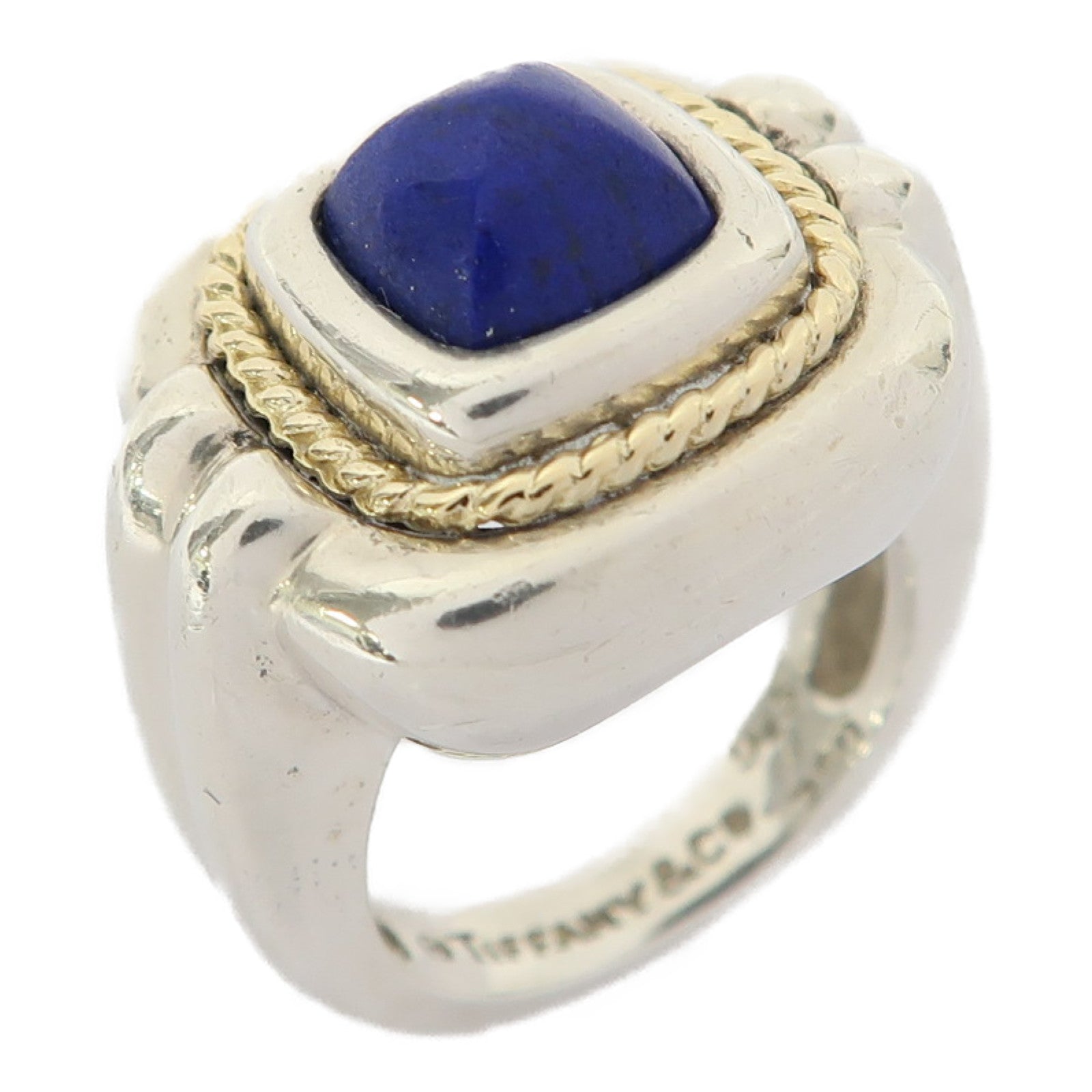 TIFFANY＆CO 925純銀/18K金Lapis Ring戒指US#4.75