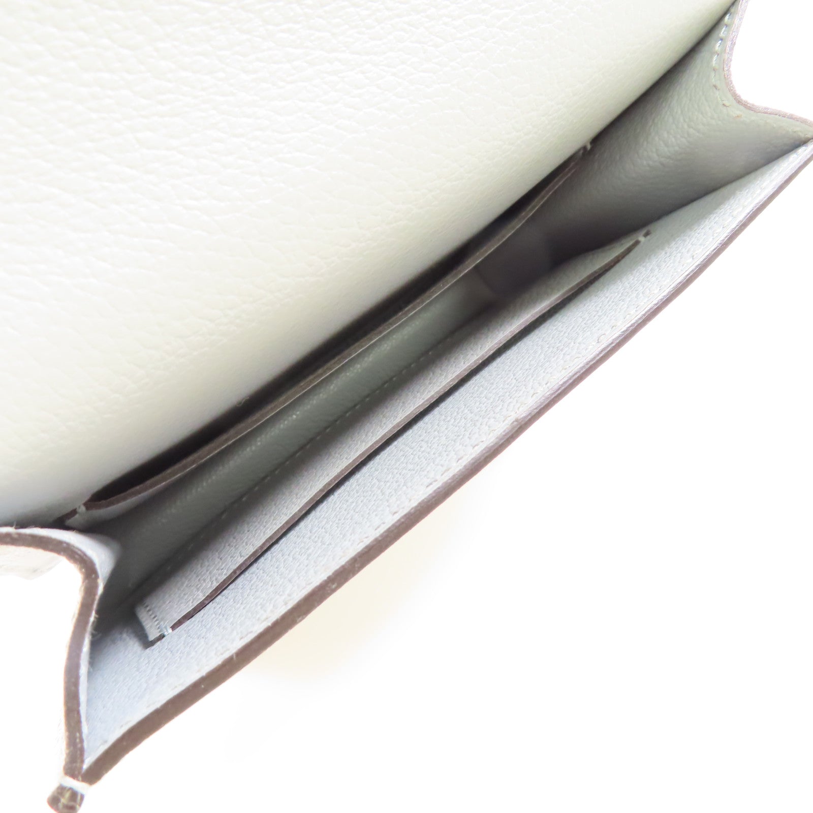 HERMES Evercolor皮革Roulis Slim金扣錢包Bleu Glacier/灰藍色