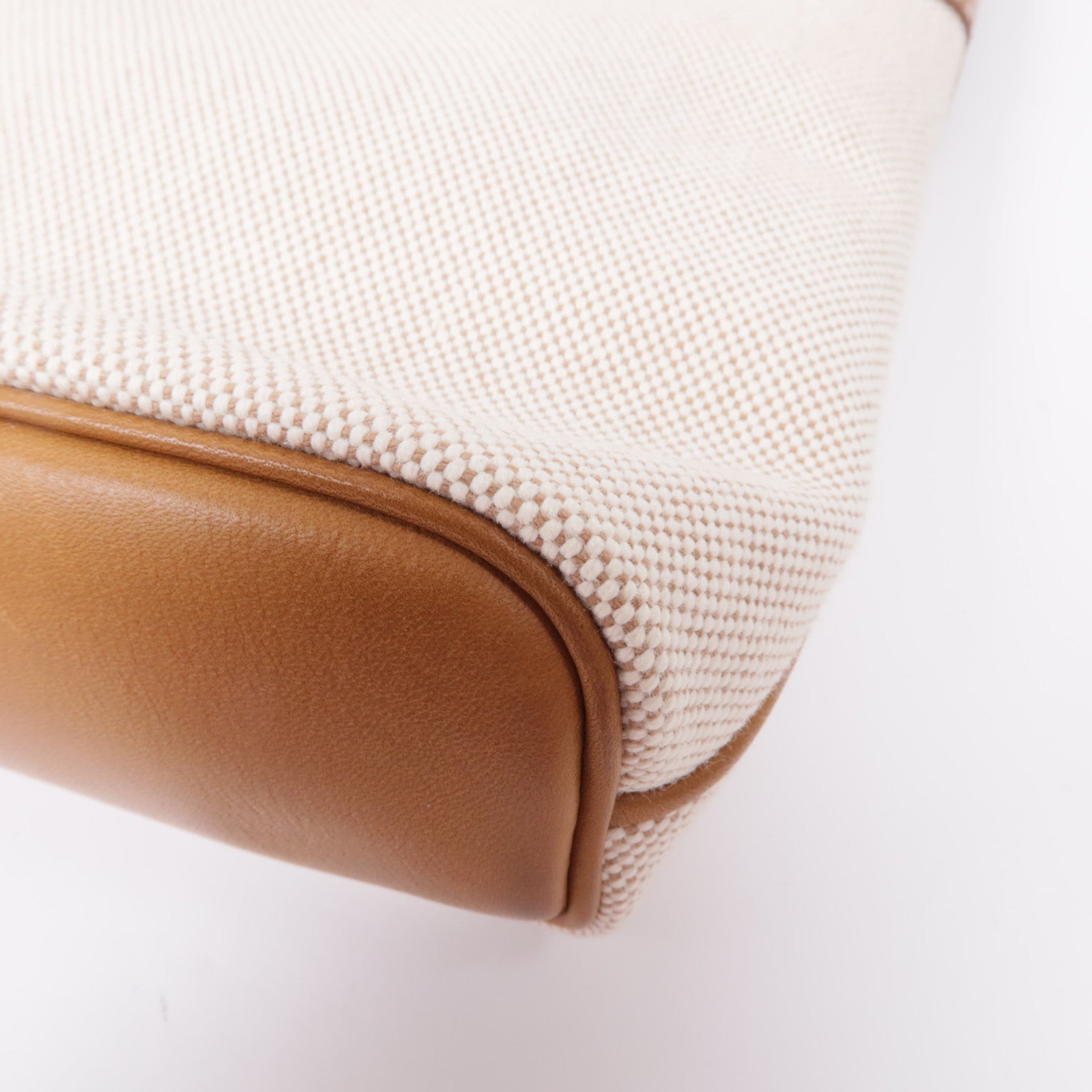 HERMES 帆布/皮革Sac Sillage金扣肩背袋Beige/Gold
