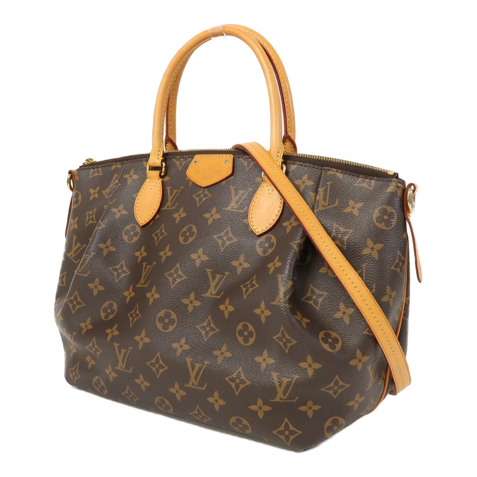 LOUIS VUITTON Monogram Turenne MM金扣手挽肩背兩用袋棕色