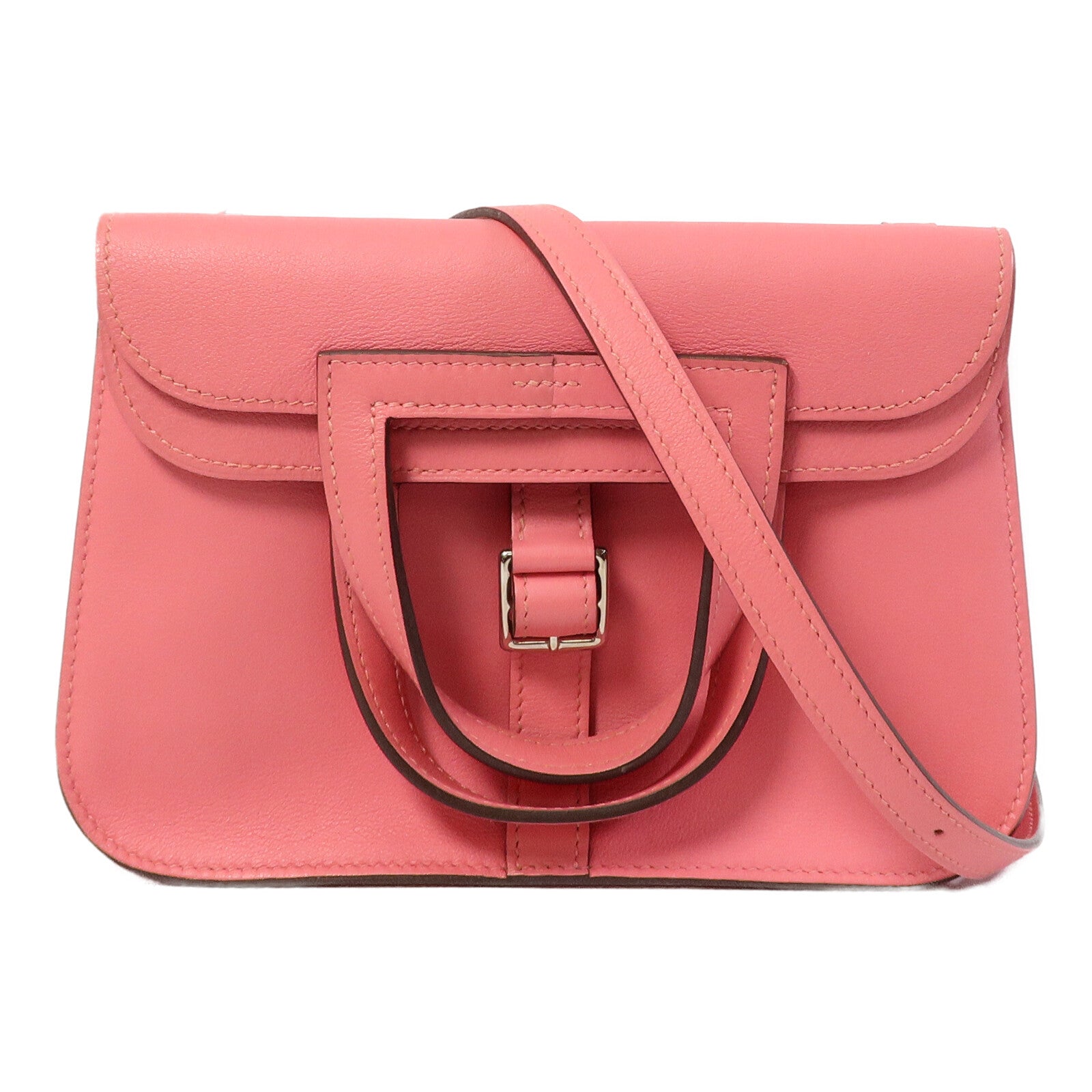 HERMES Swift皮革Mini Halzan手挽肩背兩用袋Rose Azalee