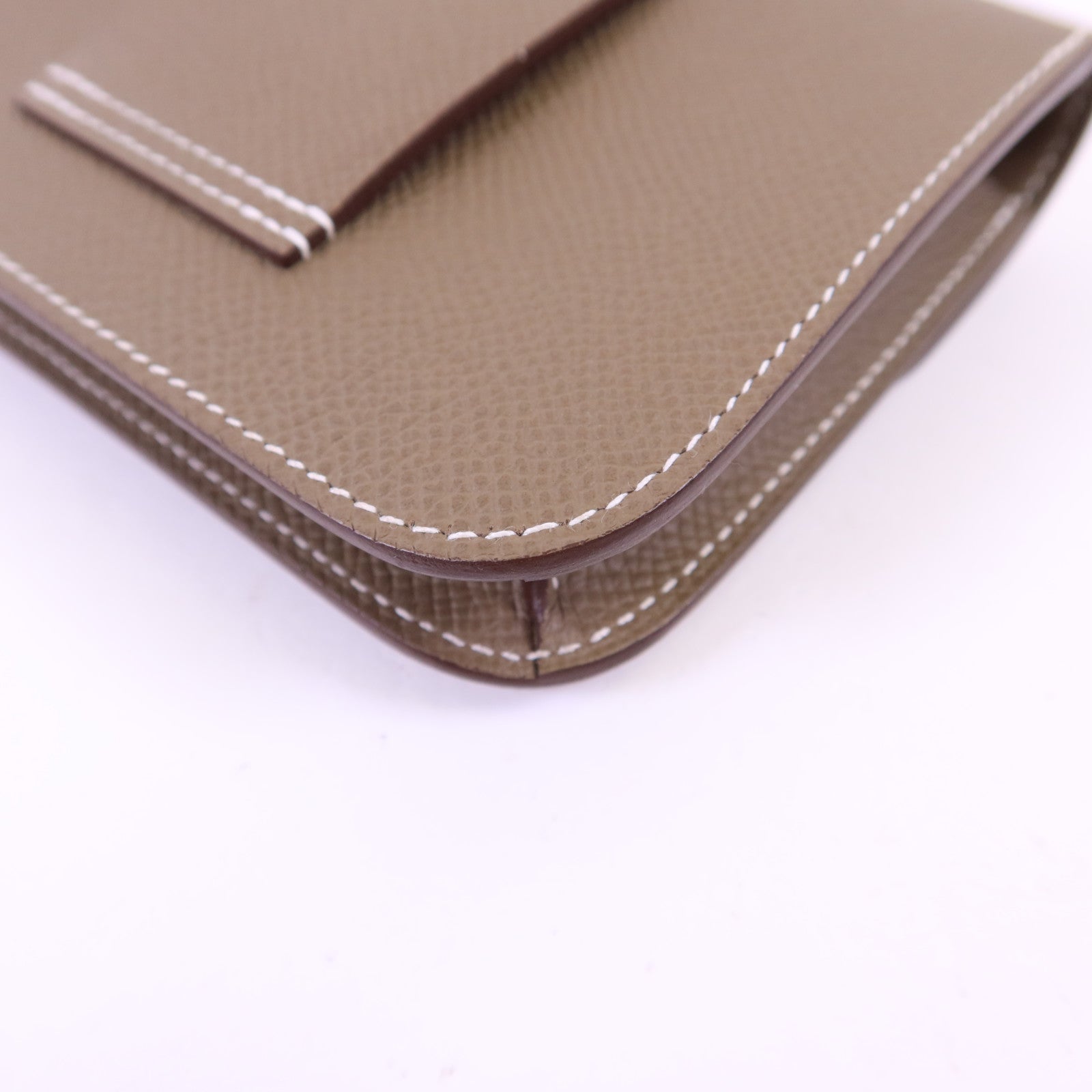 HERMES Epsom皮革Constance Slim金扣錢包Etoupe