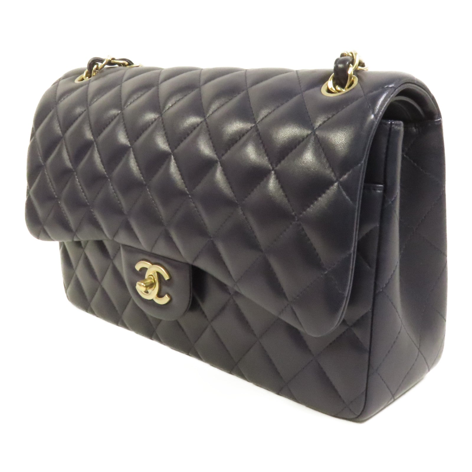 CHANEL 羊皮皮革Large Classic金扣鏈帶肩背袋
