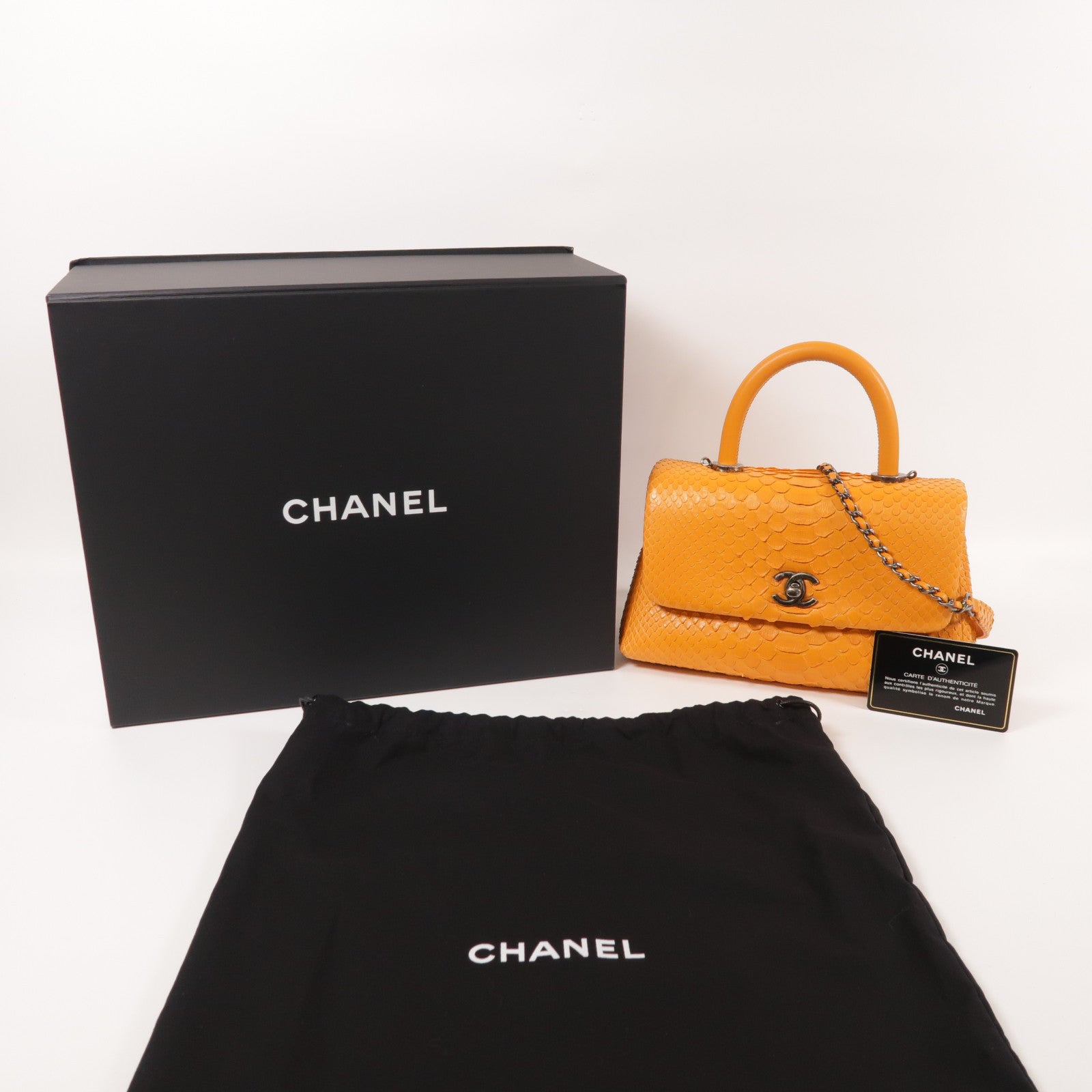 CHANEL 蛇皮皮革Coco Handle Small手挽肩背兩用袋