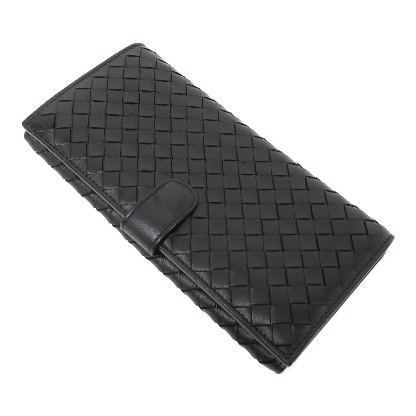 BOTTEGA VENETA 織紋羊皮皮革Long Wallet長錢包黑色
