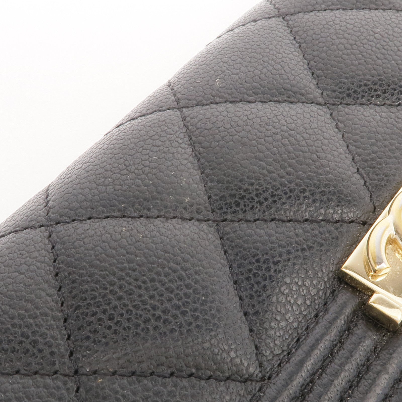 CHANEL 牛皮皮革Boy Long Wallet金扣長錢包