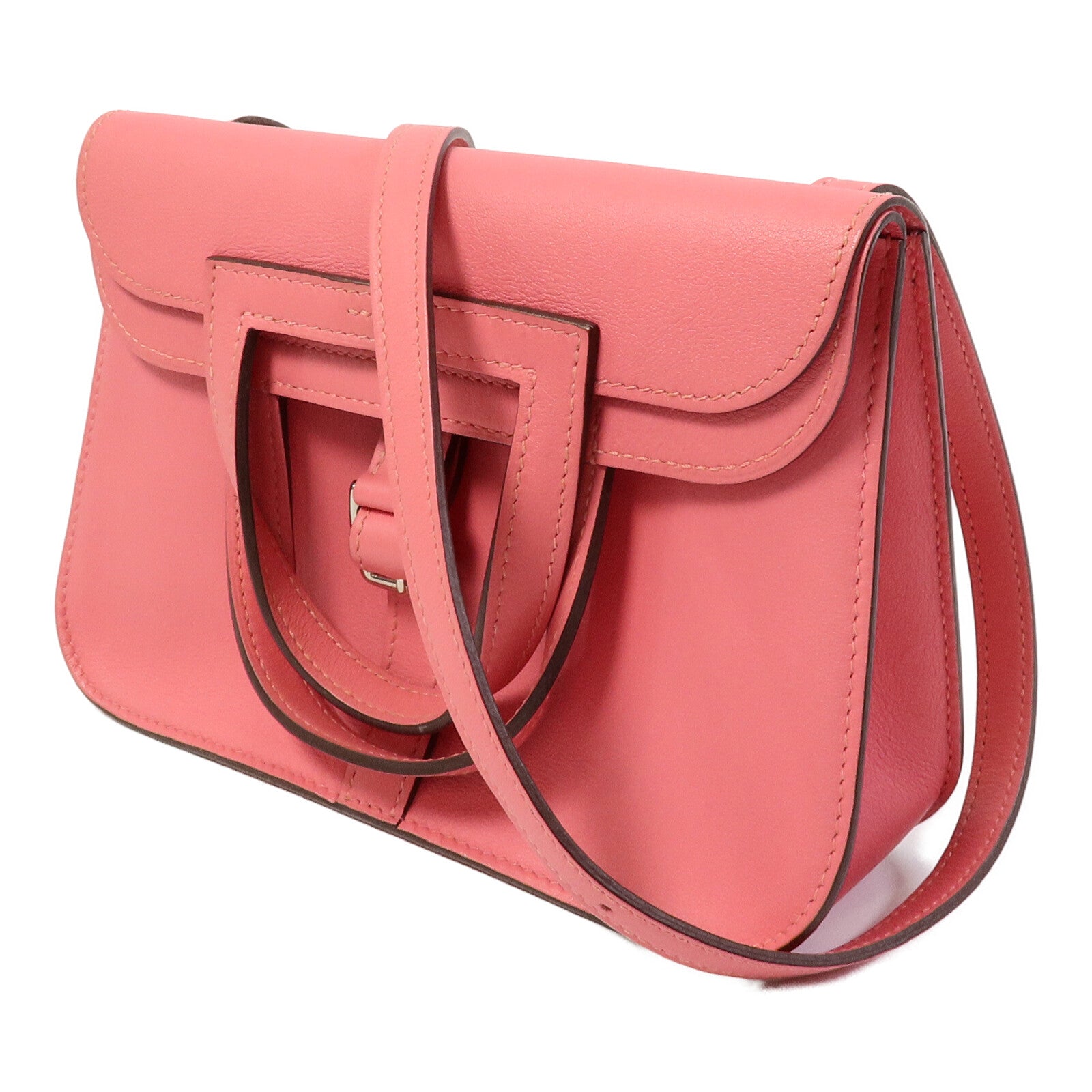 HERMES Swift皮革Mini Halzan手挽肩背兩用袋Rose Azalee