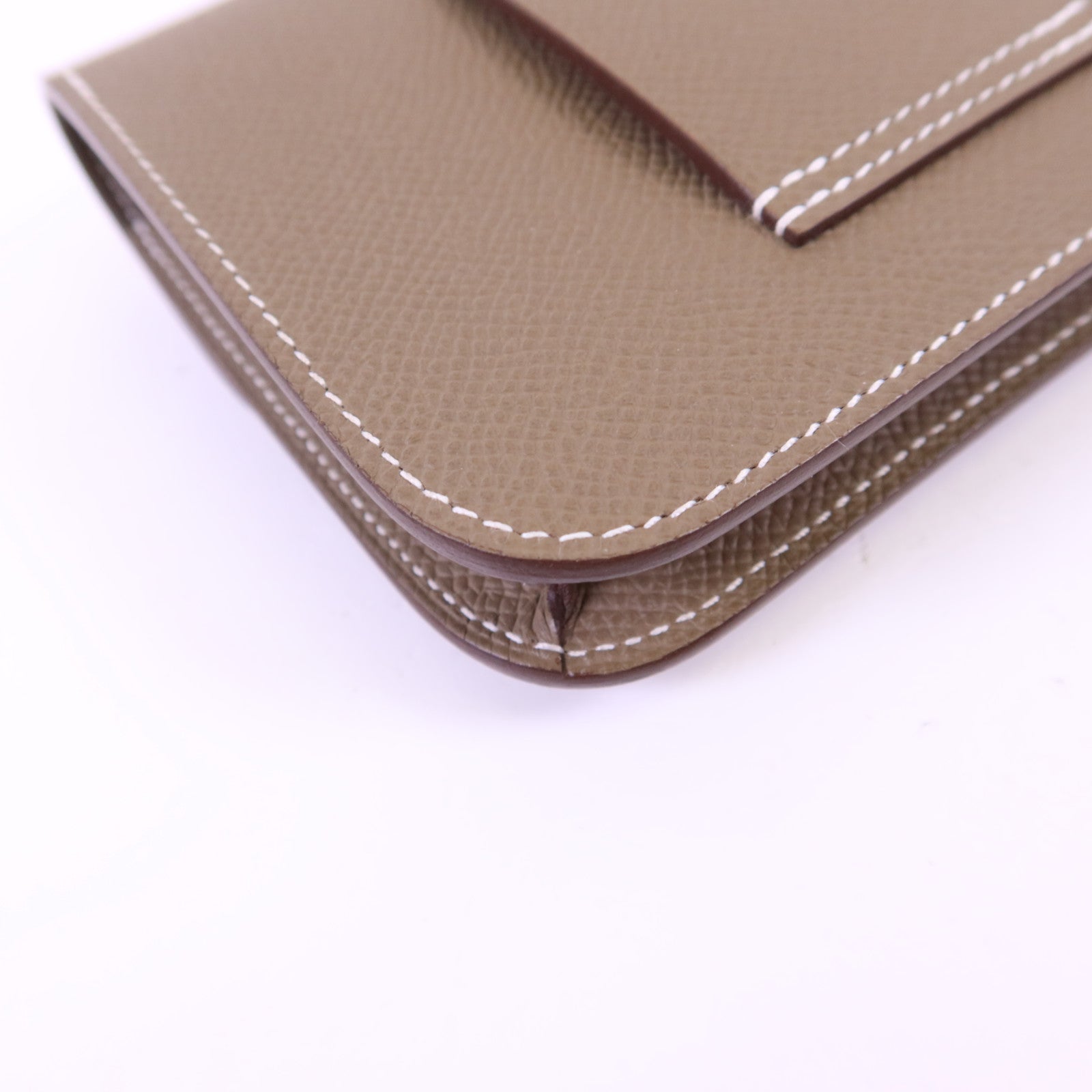 HERMES Epsom皮革Constance Slim金扣錢包Etoupe