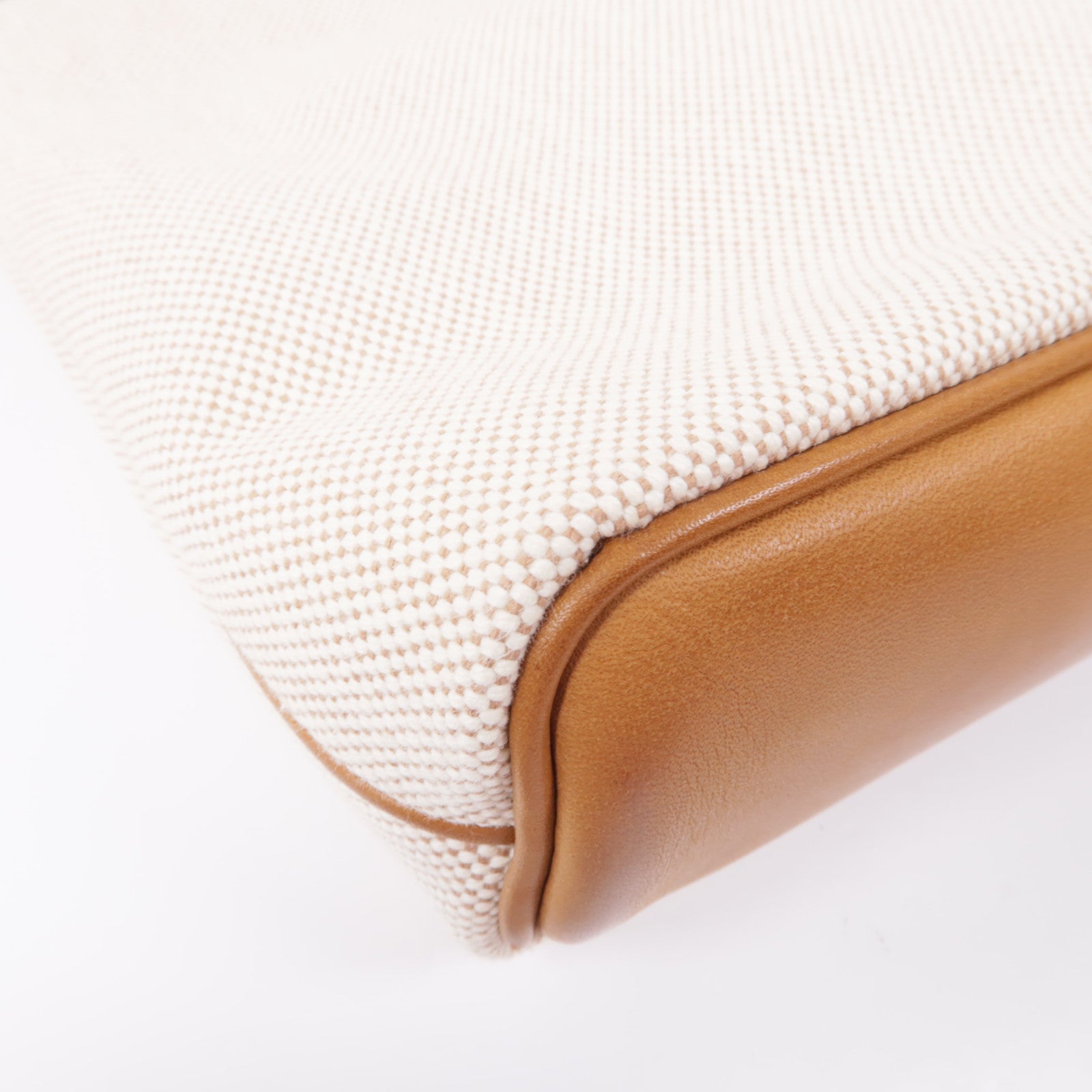 HERMES 帆布/皮革Sac Sillage金扣肩背袋Beige/Gold