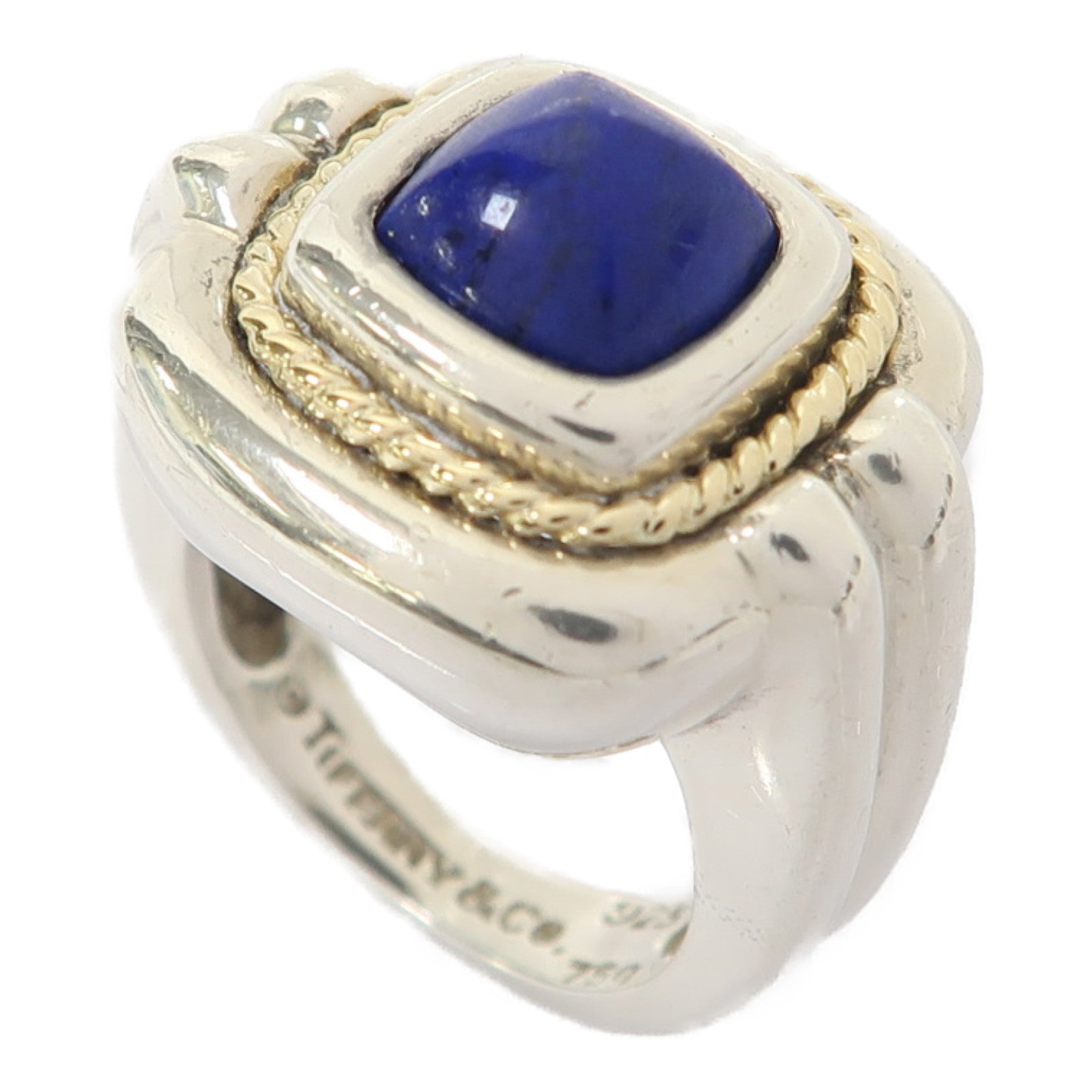 TIFFANY＆CO 925純銀/18K金Lapis Ring戒指US#4.75