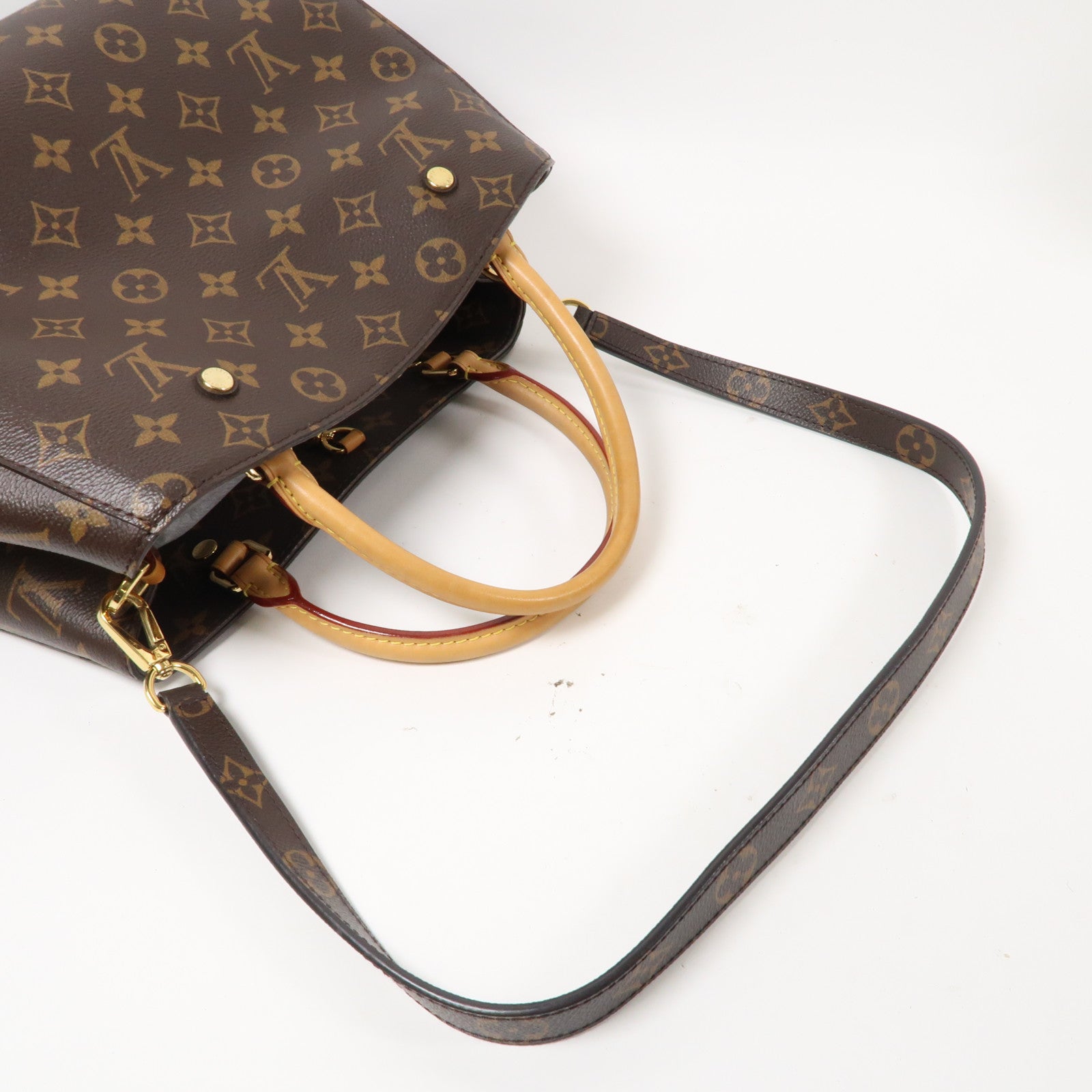 LOUIS VUITTON Monogram Montaigne MM金扣手挽肩背兩用袋啡色