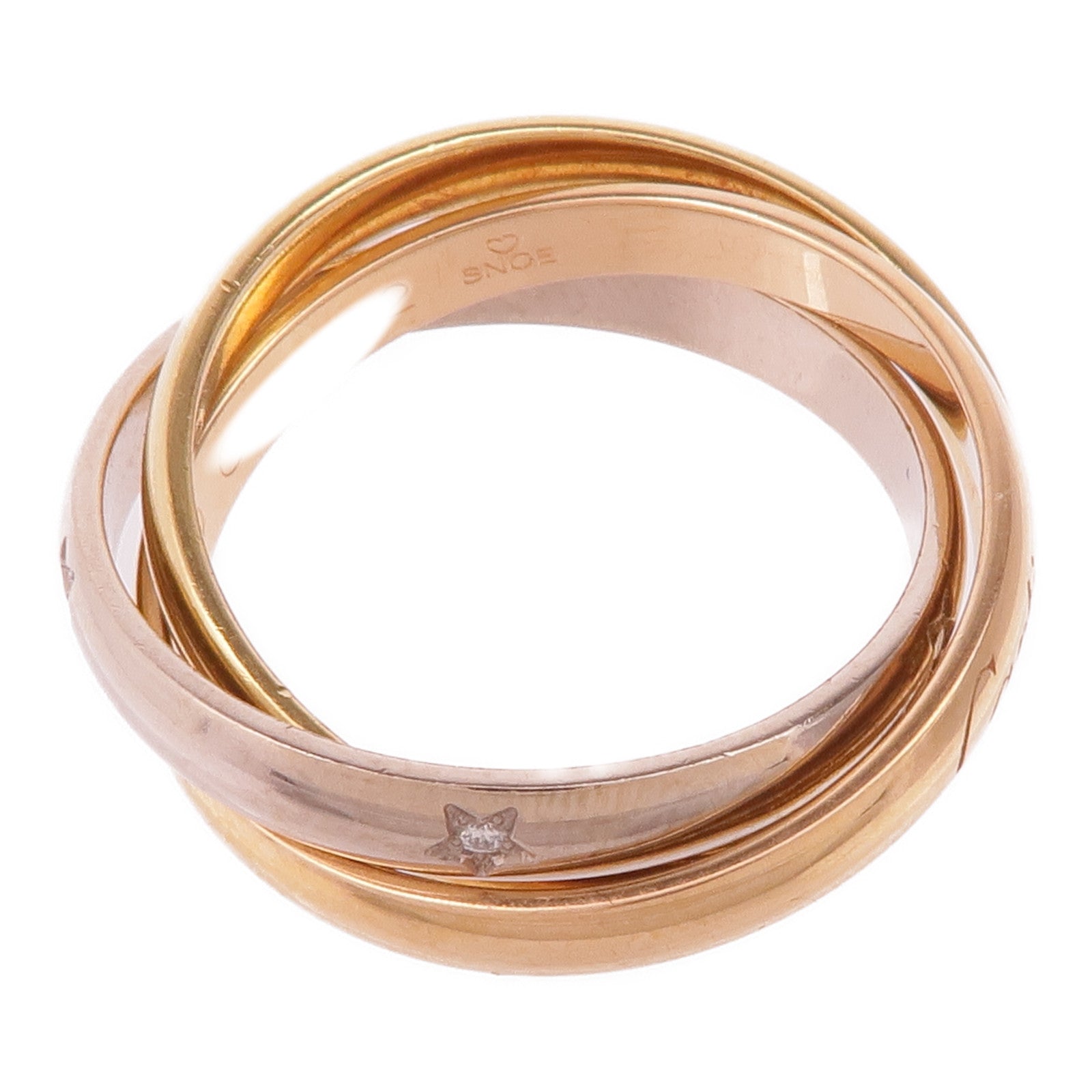 CARTIER 18K黃金/白金/玫瑰金Trinity Ring鑽石戒指Cartier#55/US#7.25