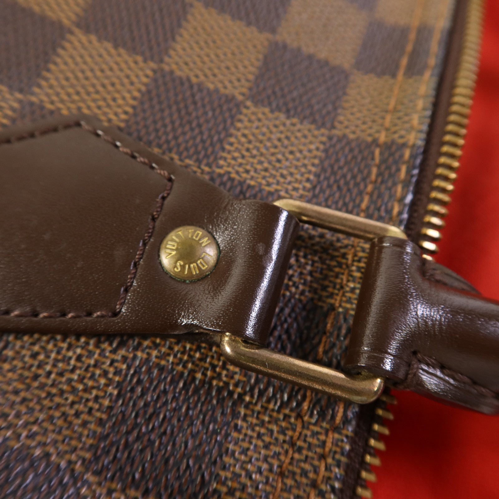LOUIS VUITTON Damier Speedy 30金扣手挽袋