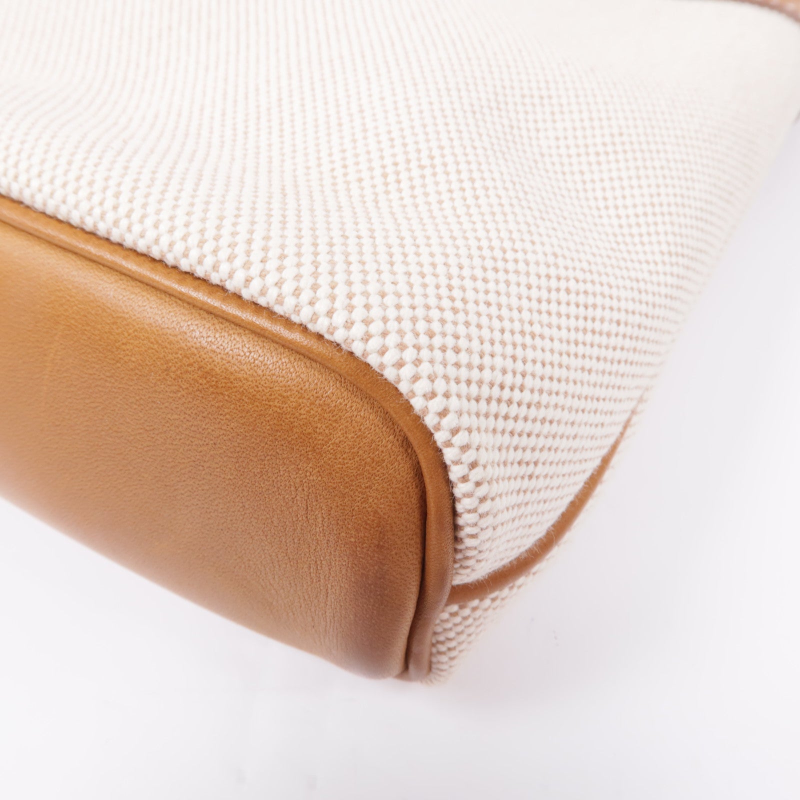 HERMES 帆布/皮革Sac Sillage金扣肩背袋Beige/Gold