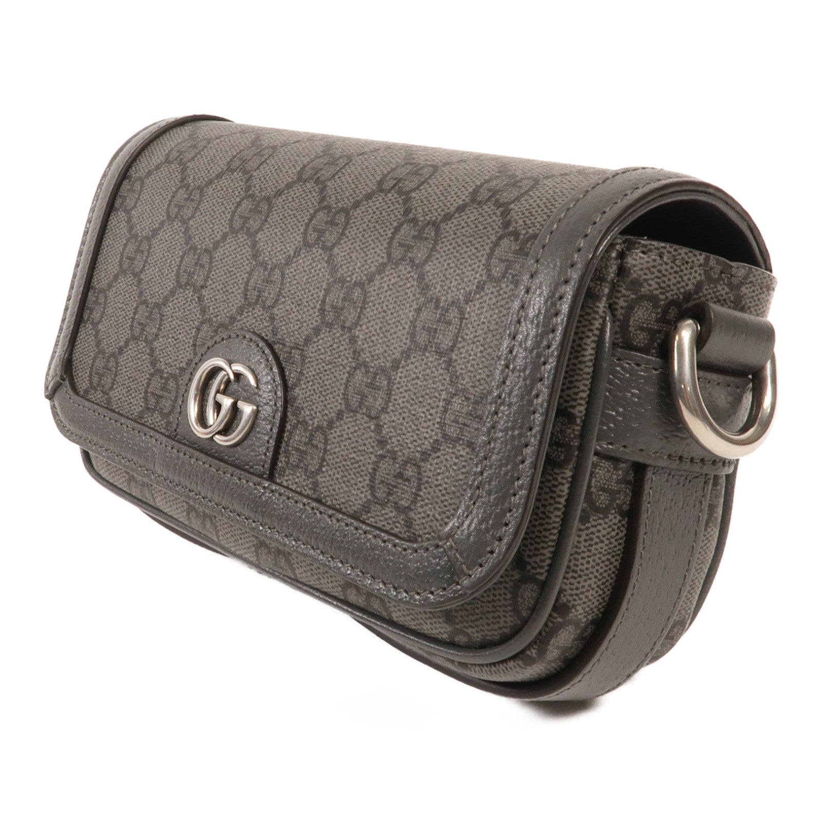GUCCI 塗層帆布Ophidia Mini Bag銀扣肩背袋