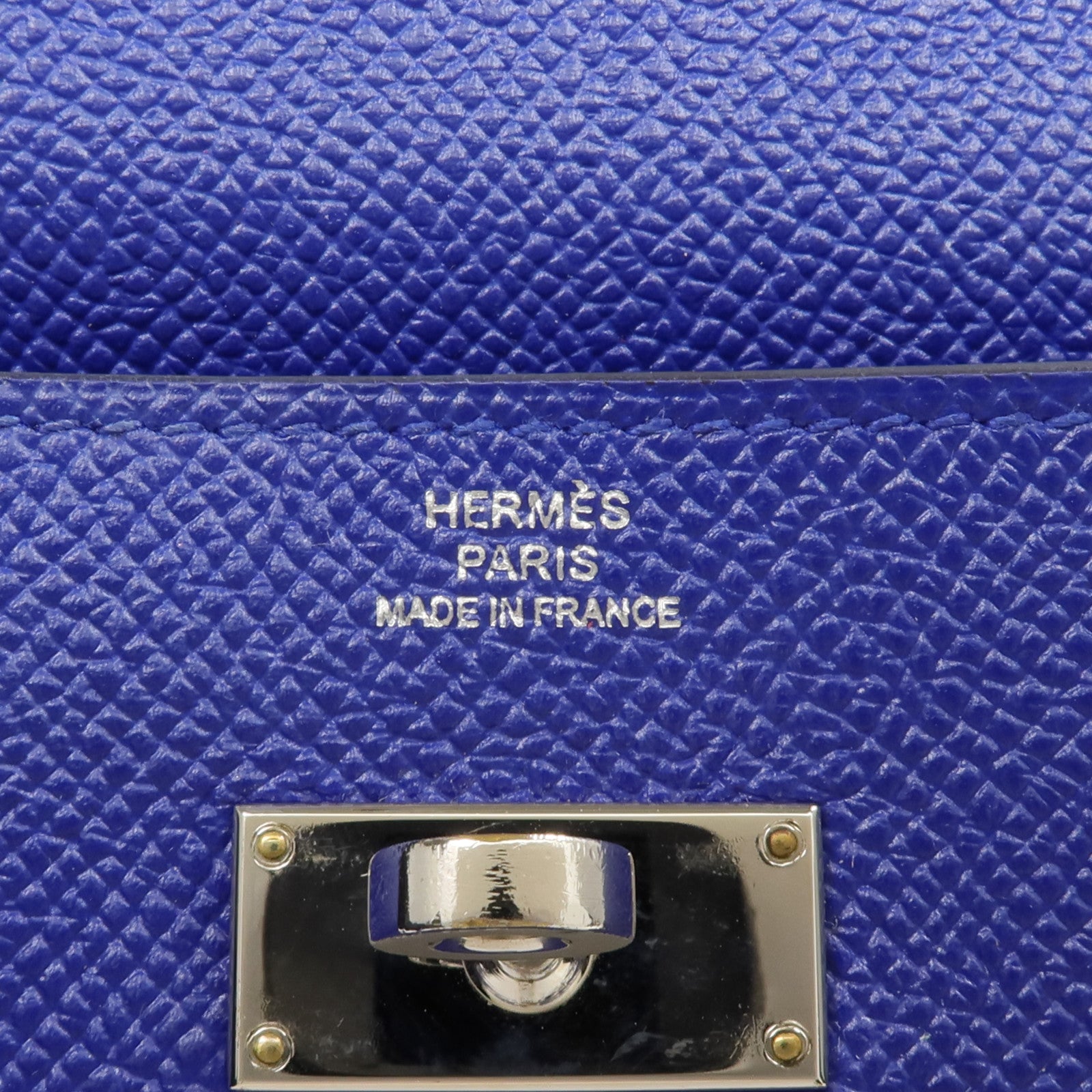 HERMES Epsom皮革Kelly Long Wallet銀扣長錢包Bleu Electrique