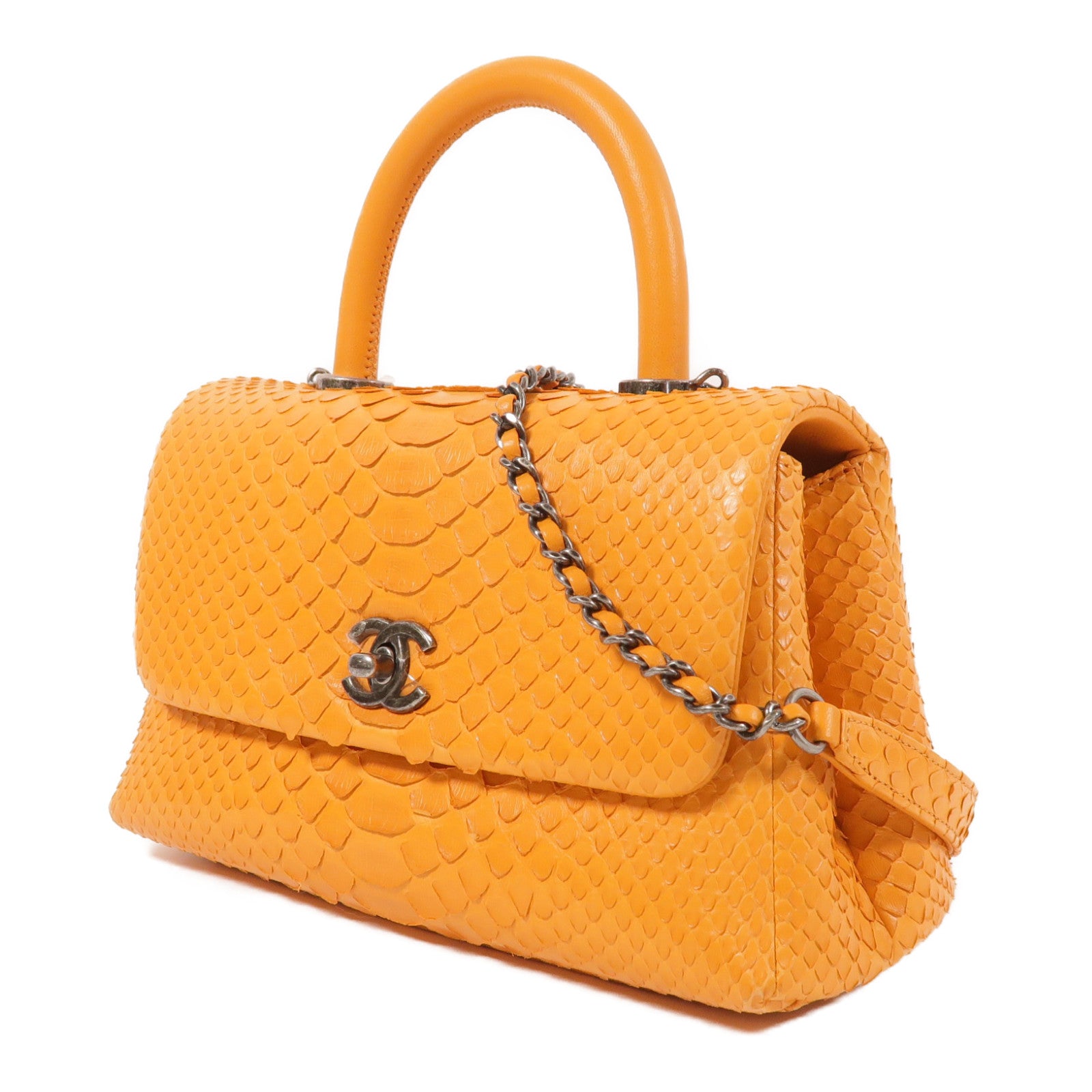 CHANEL 蛇皮皮革Coco Handle Small手挽肩背兩用袋