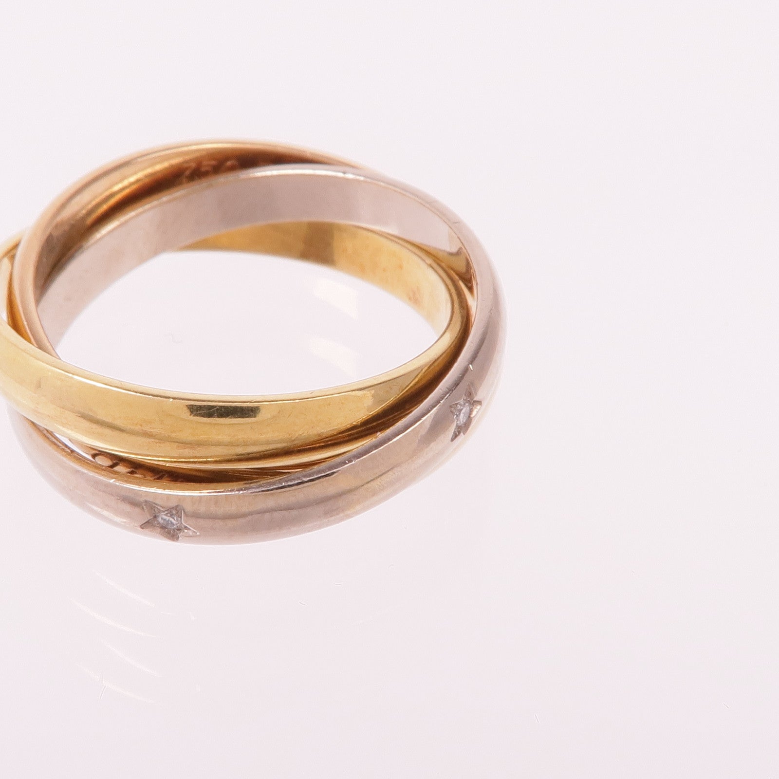 CARTIER 18K黃金/白金/玫瑰金Trinity Ring鑽石戒指Cartier#55/US#7.25
