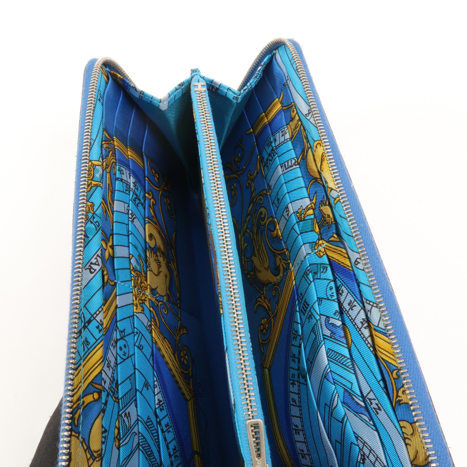 HERMES Epsom皮革Slik in Long Wallet長錢包Bleu Hydra