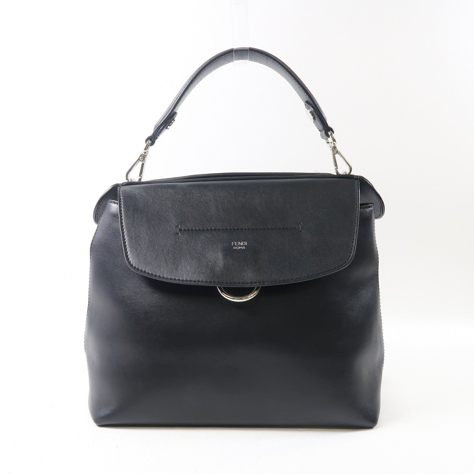 FENDI 【激減優惠】牛皮皮革Back to School銀扣背包手挽袋兩用黑色