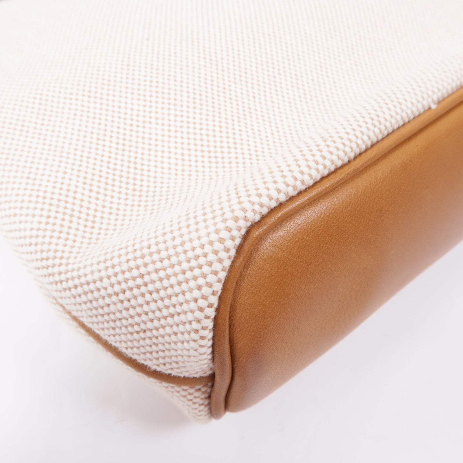 HERMES 帆布/皮革Sac Sillage金扣肩背袋Beige/Gold