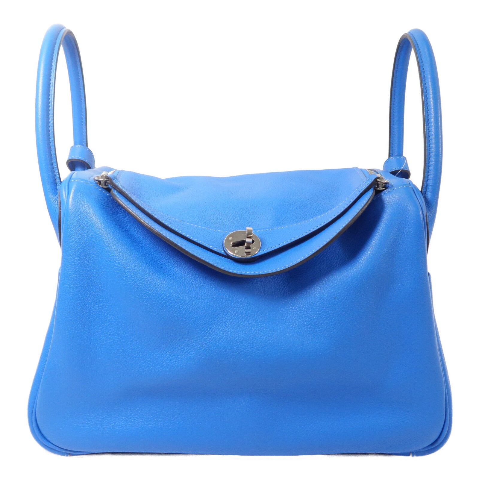 HERMES Evercolor皮革Lindy 30手挽肩背兩用袋Bleu France