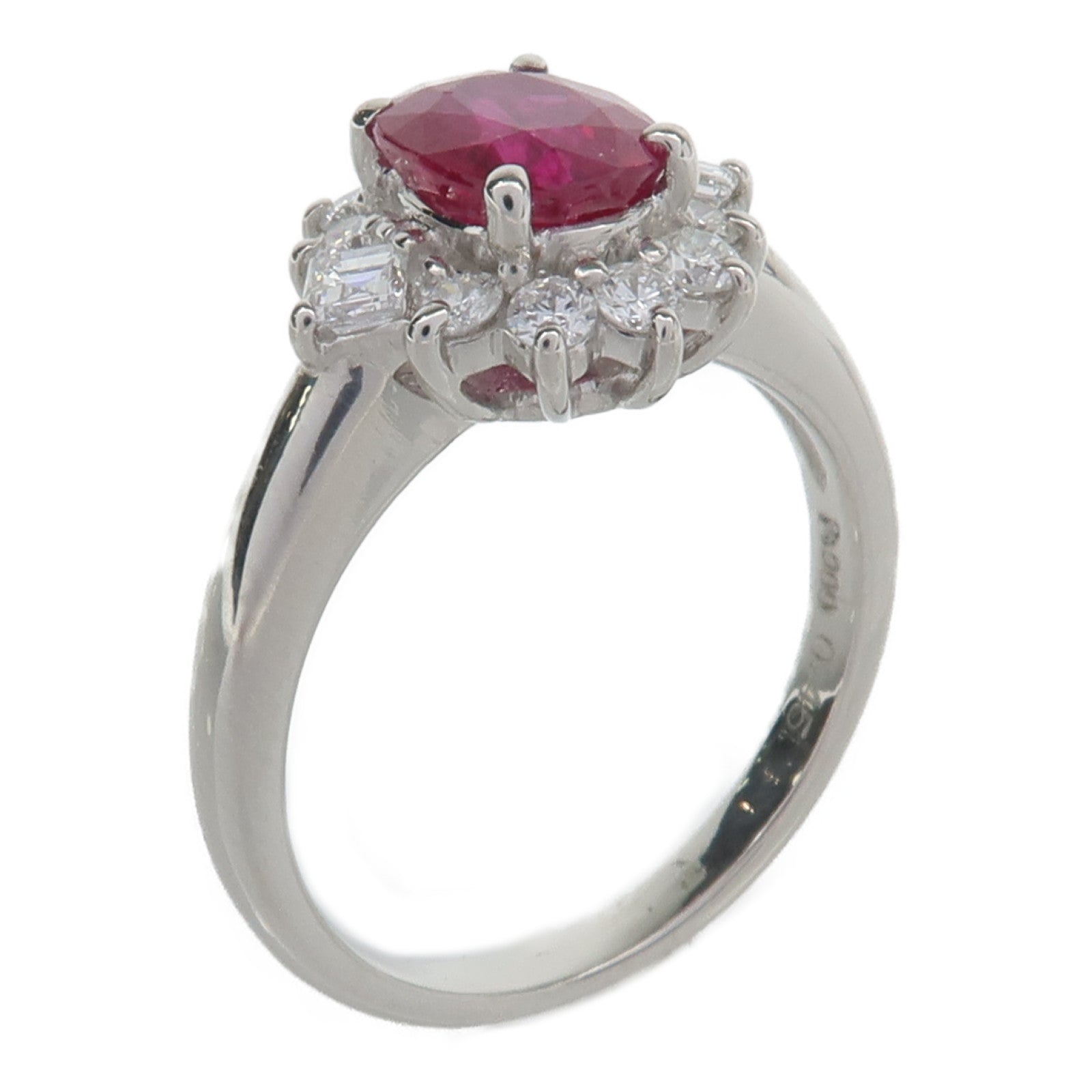 JEWELRY PT900鉑金Ruby Diamond Ring紅寶石/鑽石戒指US#6