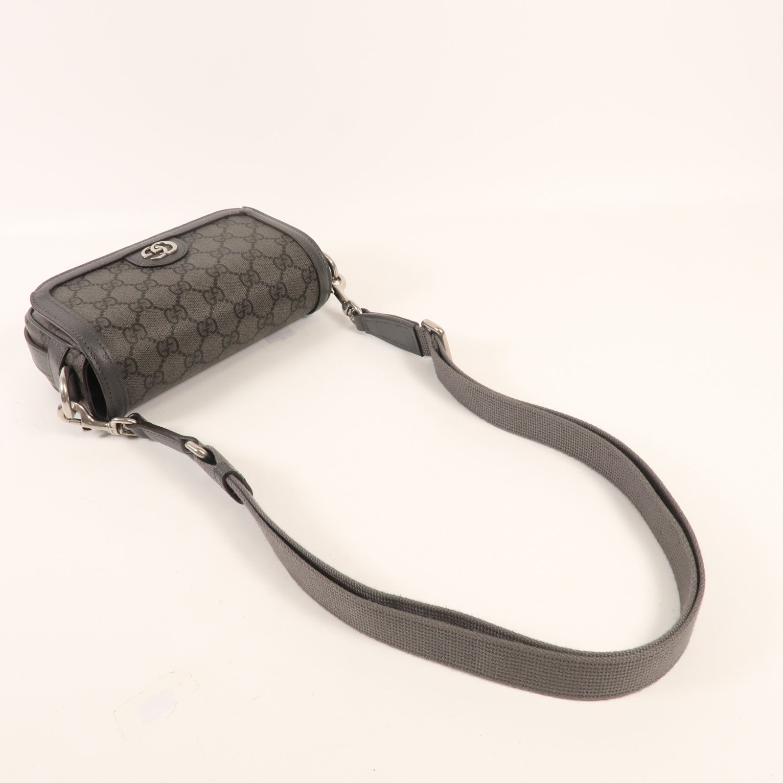 GUCCI 塗層帆布Ophidia Mini Bag銀扣肩背袋