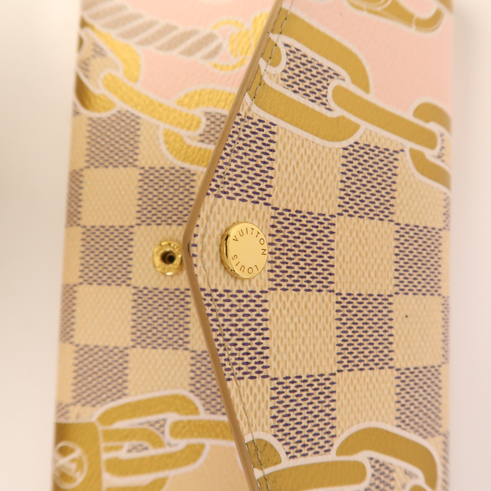 LOUIS VUITTON Damier Azur Sarah Wallet金扣長錢包