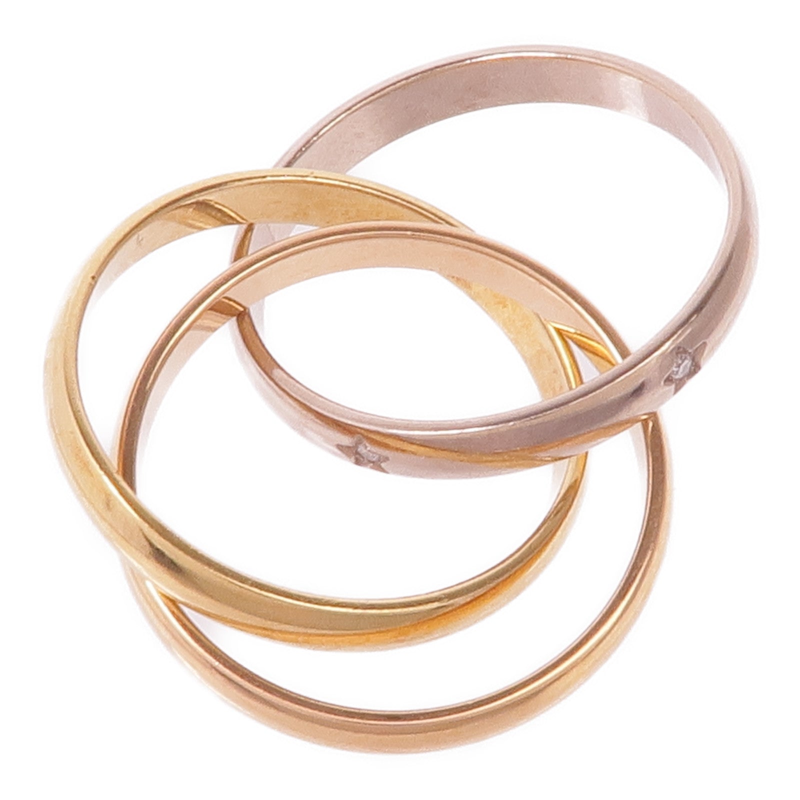 CARTIER 18K黃金/白金/玫瑰金Trinity Ring鑽石戒指Cartier#55/US#7.25