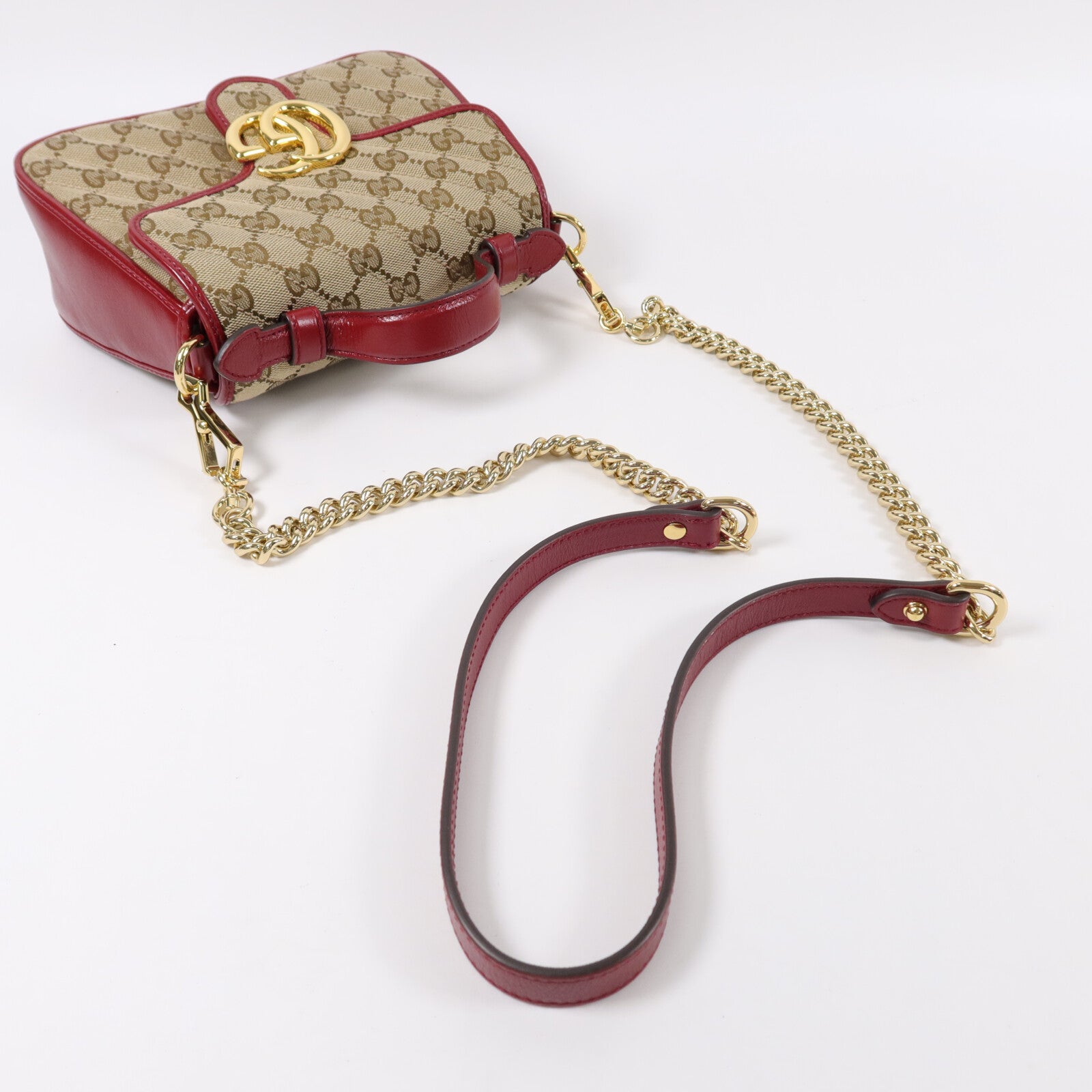 GUCCI 帆布GG Marmont Mini手挽肩背兩用袋