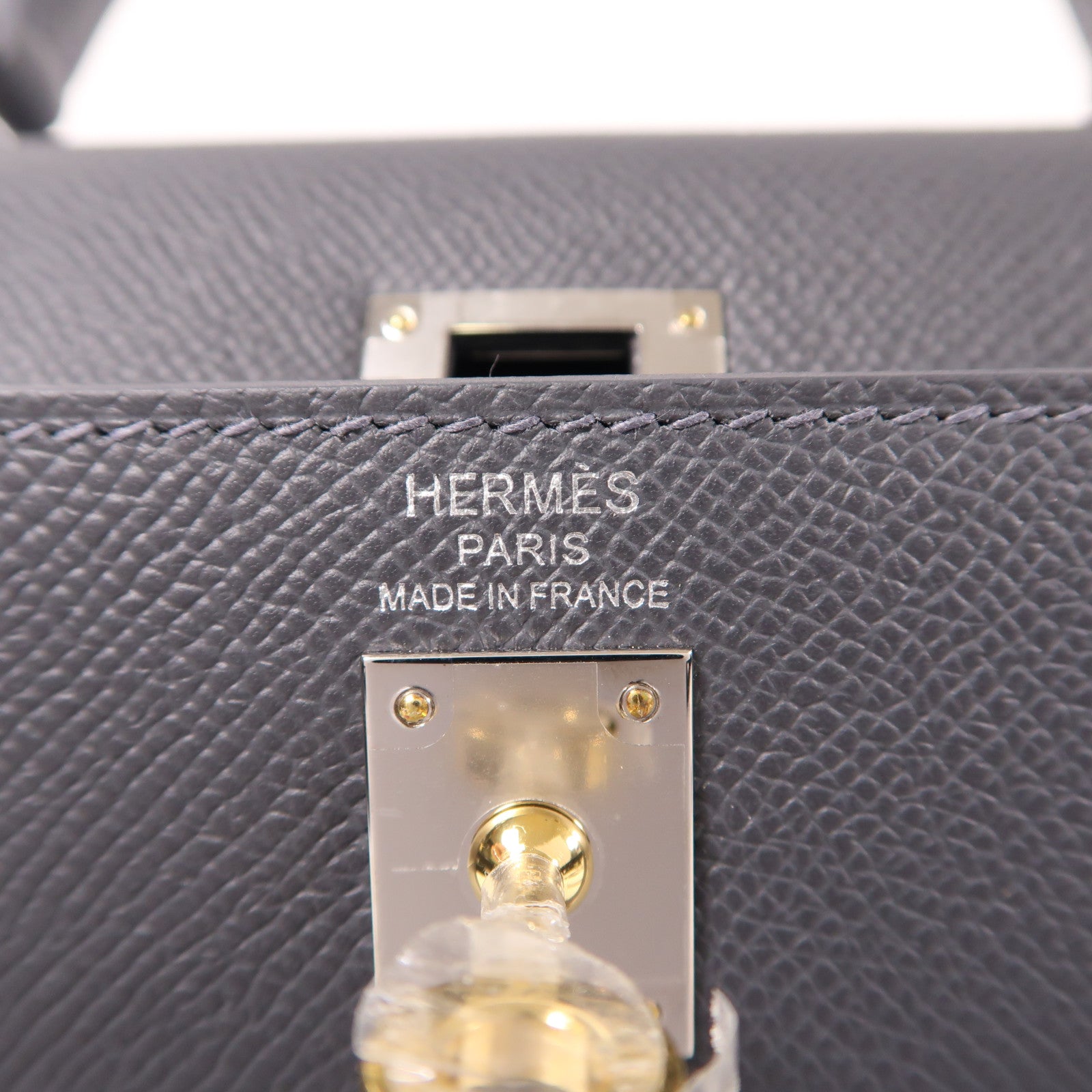 HERMES 【激減優惠】Epsom皮革Kelly 25銀扣手挽肩背兩用袋Ardoise