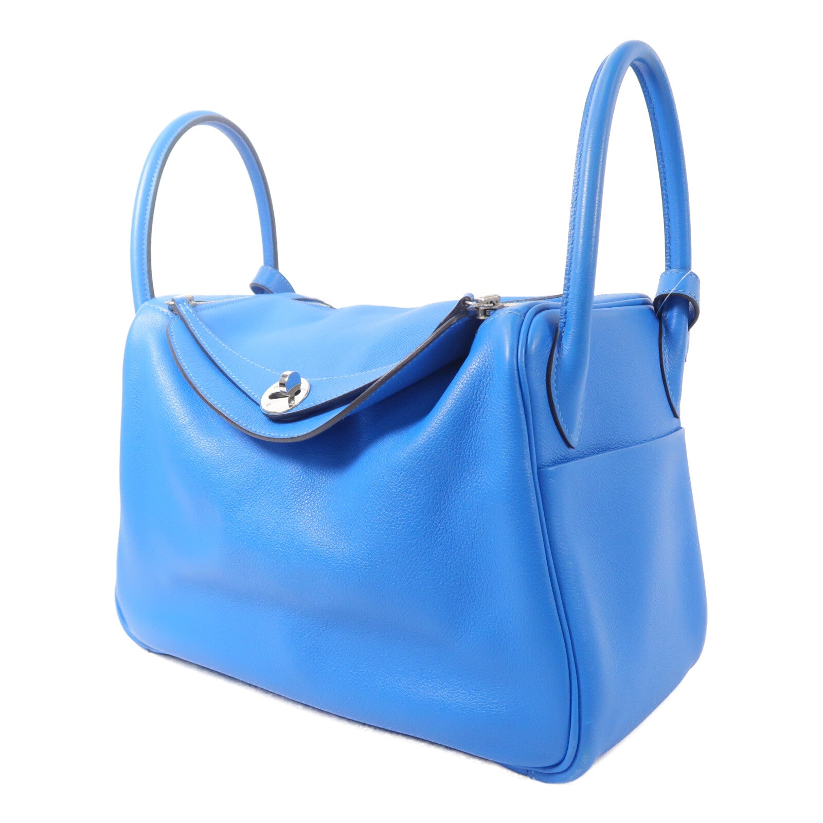 HERMES Evercolor皮革Lindy 30手挽肩背兩用袋Bleu France