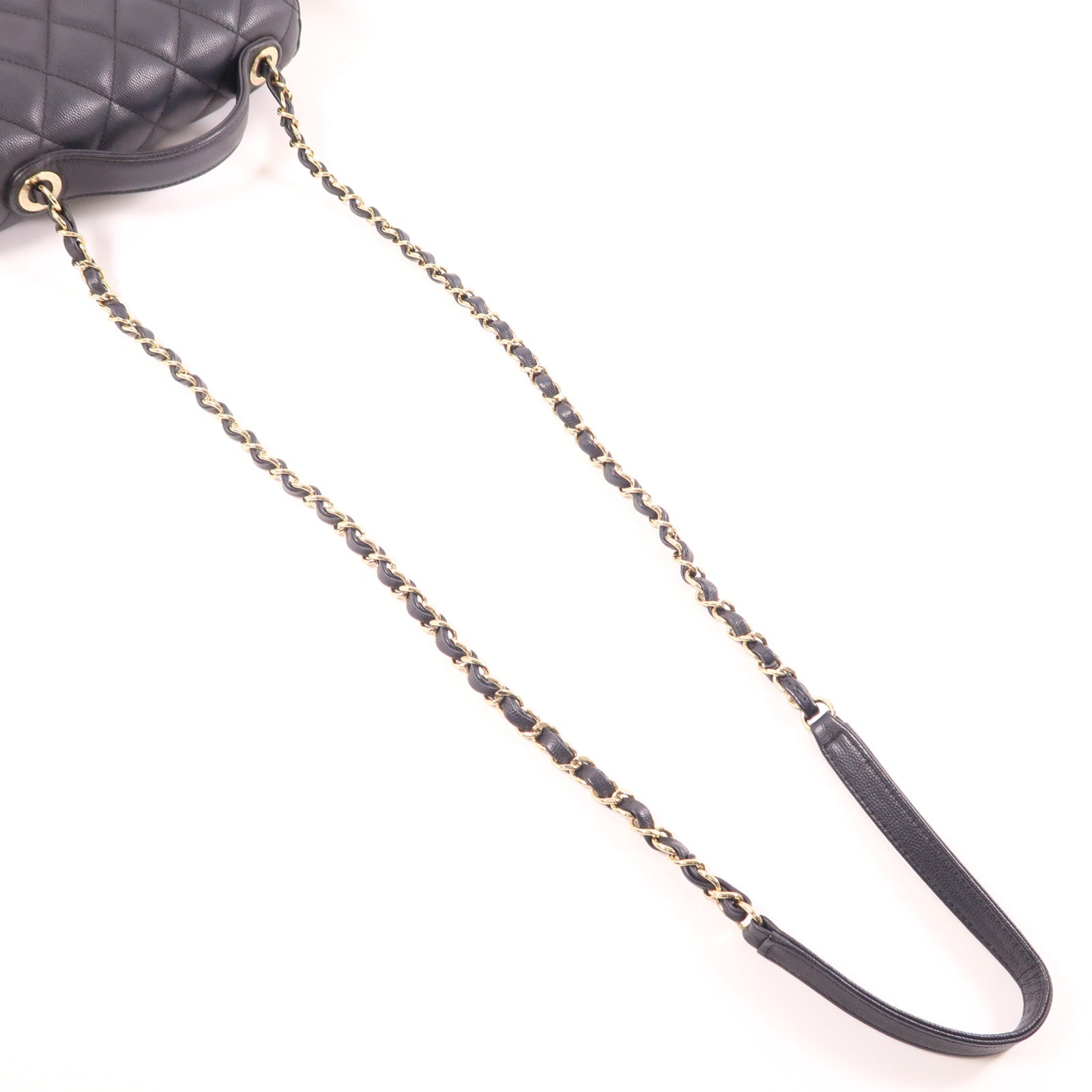 CHANEL 牛皮皮革2way Shoulder Bag金扣鏈帶手挽肩背兩用袋黑色