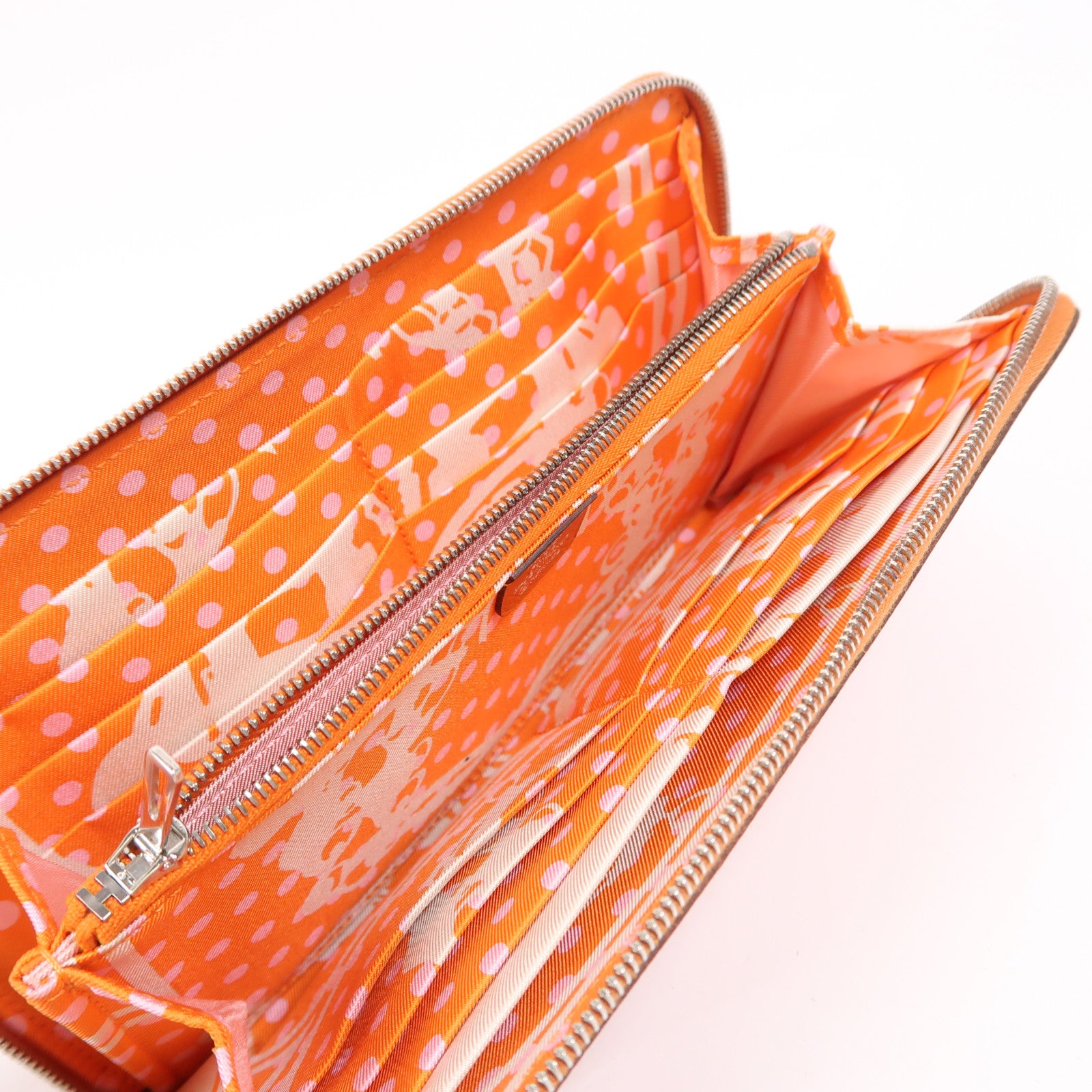 HERMES Epsom皮革Silk In Long Wallet銀扣長錢包6C Cuivre