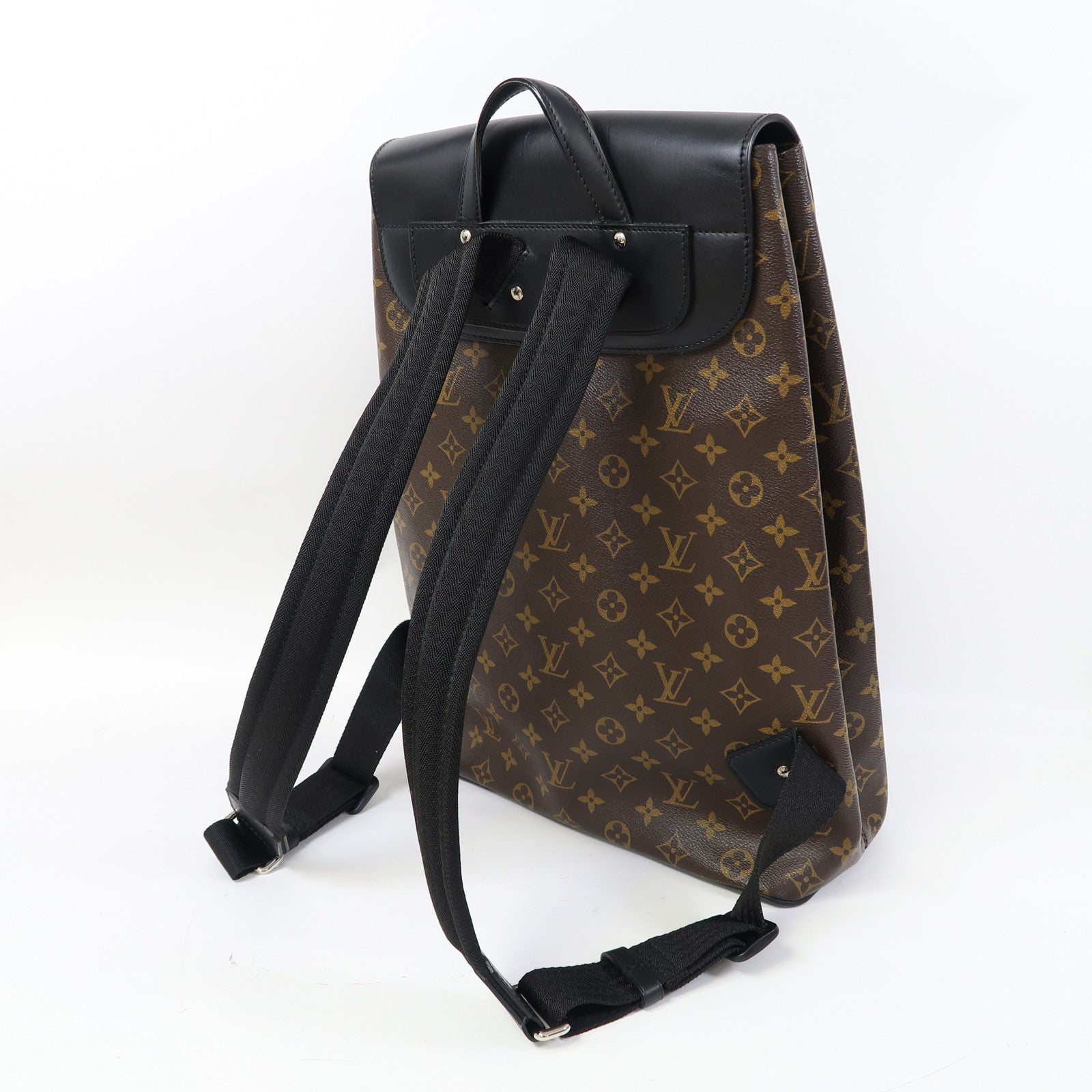 LOUIS VUITTON Monogram Macassar Parc銀扣背包啡色