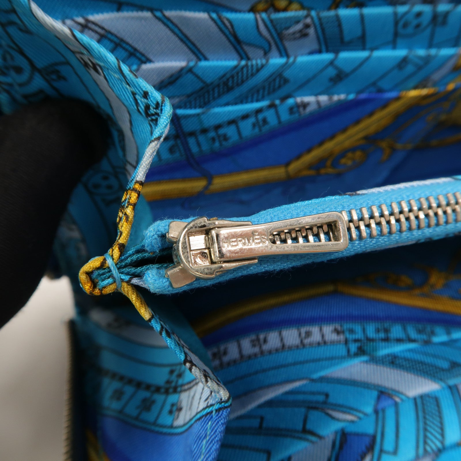 HERMES Epsom皮革Slik in Long Wallet長錢包Bleu Hydra
